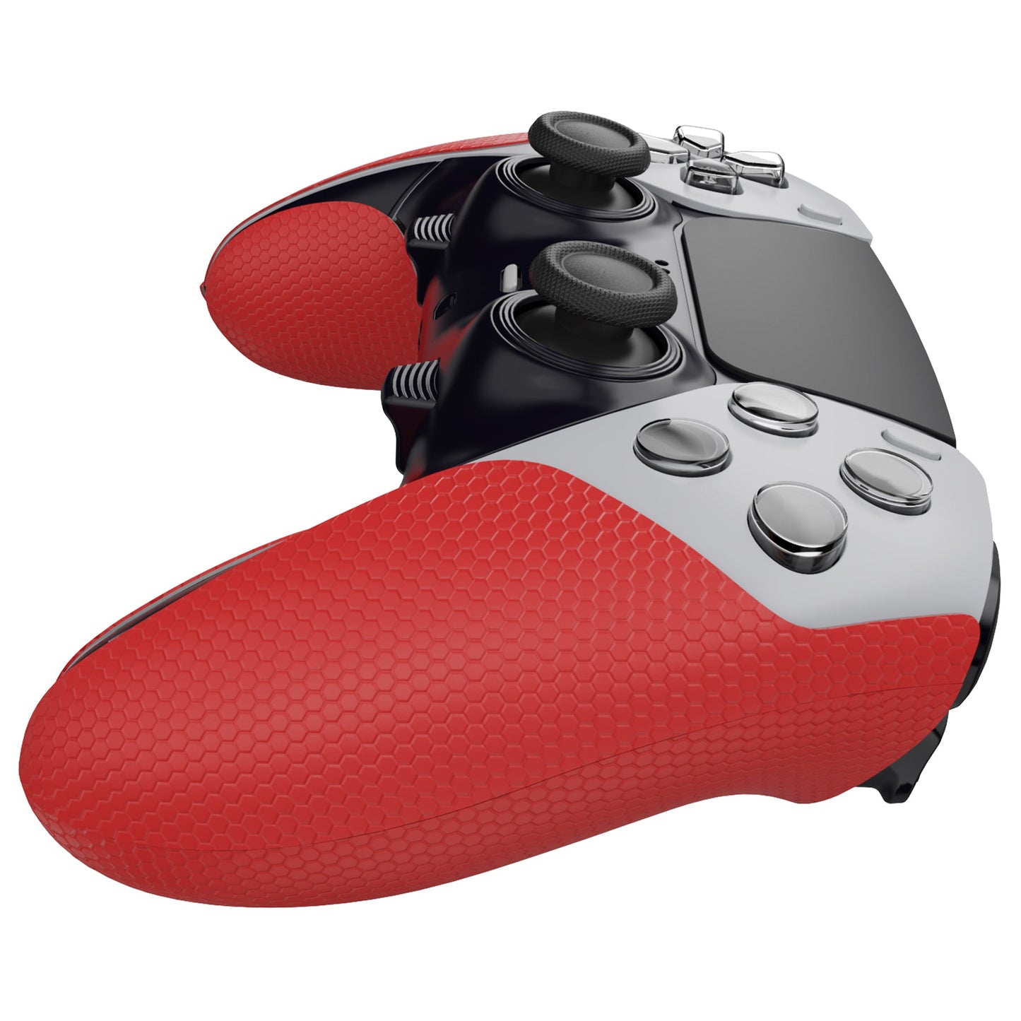 PlayVital プロフェッショナル テクスチャード 滑り止め 汗吸収性 コントローラー グリップ PS5 Edge ワイヤレス コントローラー用【レッド】