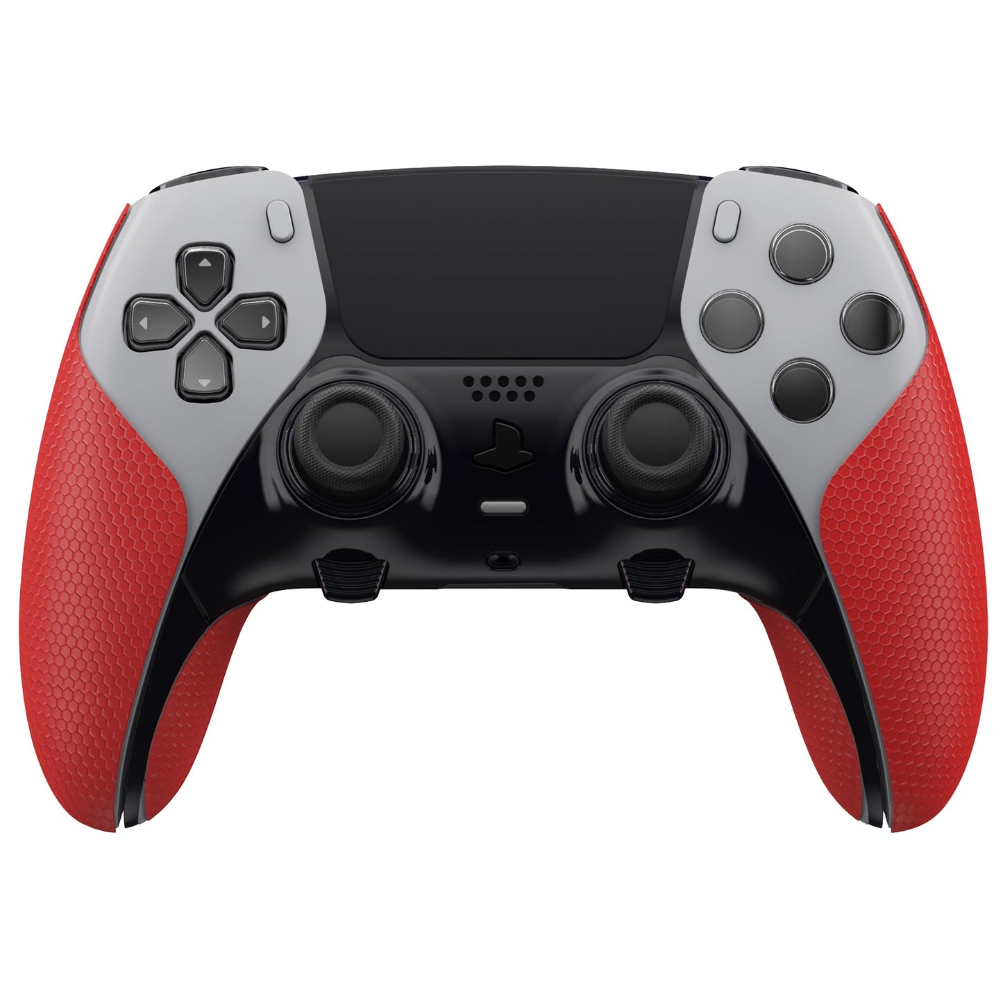 PlayVital プロフェッショナル テクスチャード 滑り止め 汗吸収性 コントローラー グリップ PS5 Edge ワイヤレス コントローラー用【レッド】