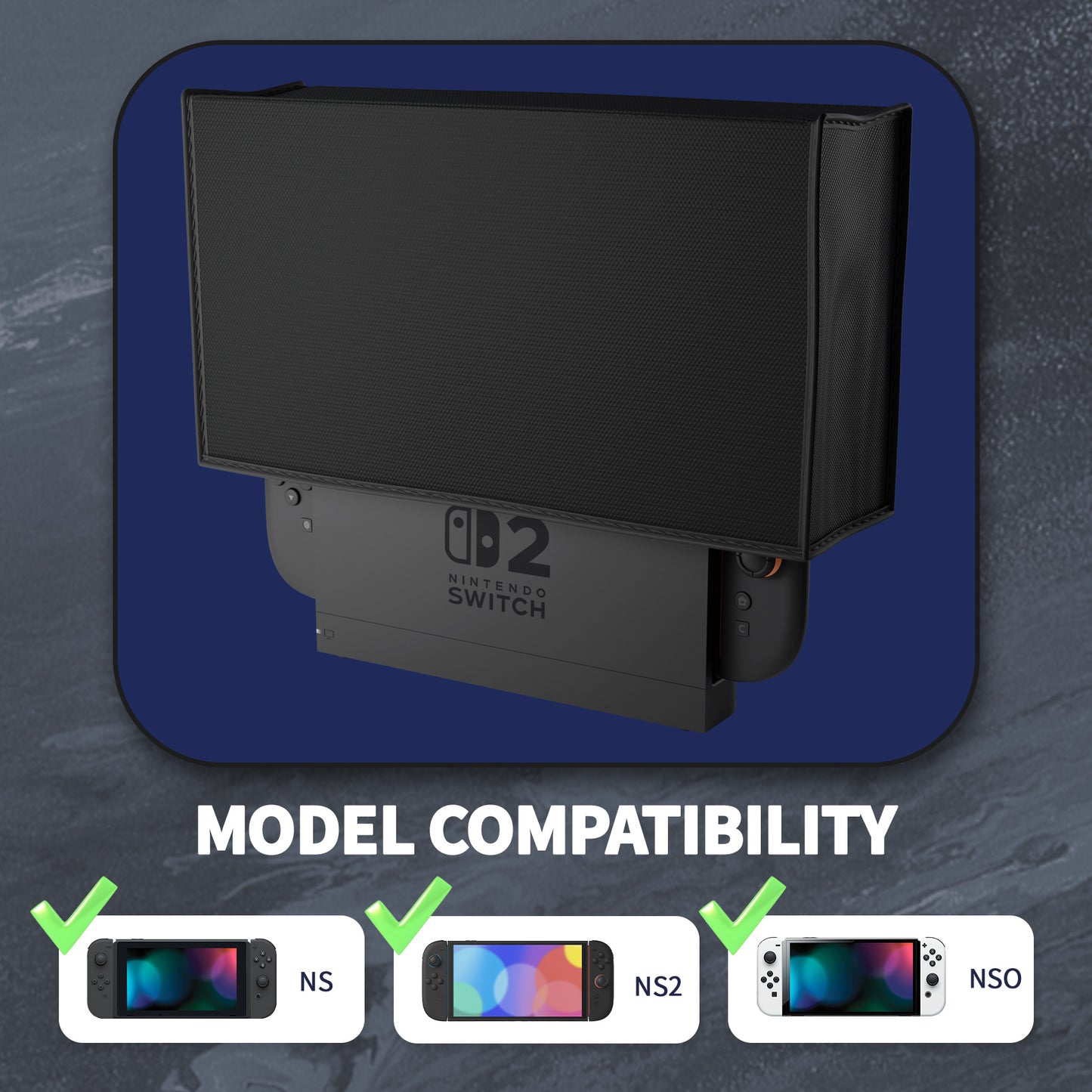 PlayVital Switch 2(2025年モデル)対応 ドック用ナイロン防塵カバー 防水 耐キズ性 汚れ防止仕様 チャージングドック保護スリーブダストカバー【ブラック】