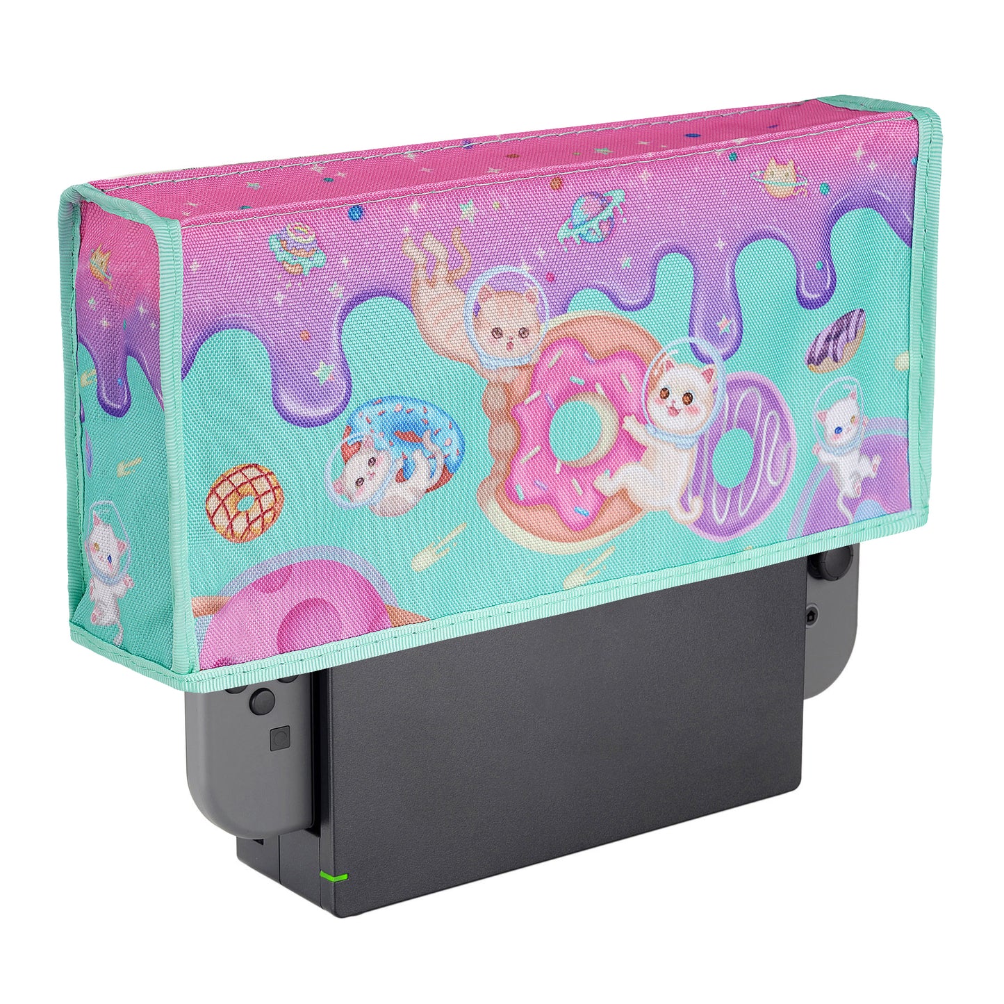 PlayVital 傷防止 防水ナイロンダストカバー NS Switch & 有機el充電ドック用【ドーナツオデッセイ】