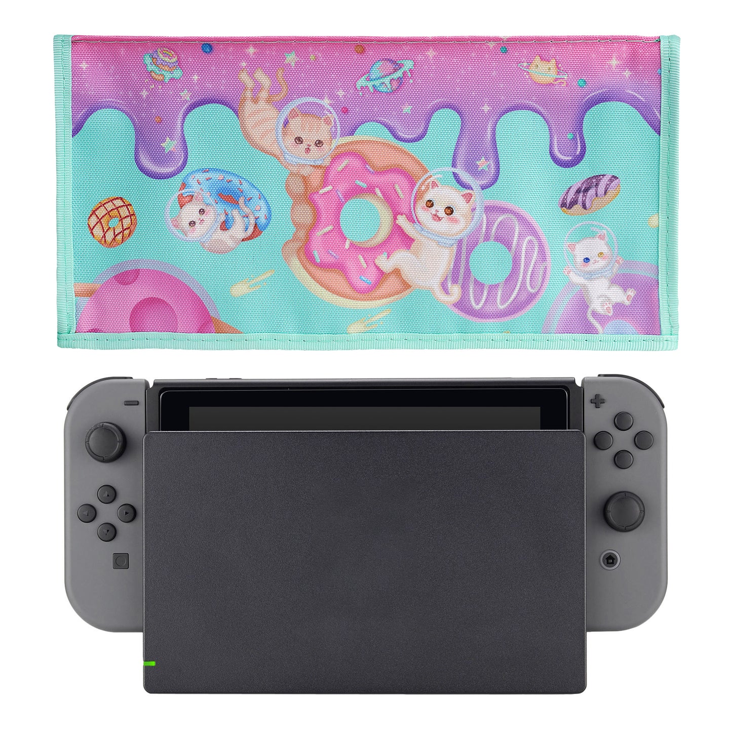 PlayVital 傷防止 防水ナイロンダストカバー NS Switch & 有機el充電ドック用【ドーナツオデッセイ】