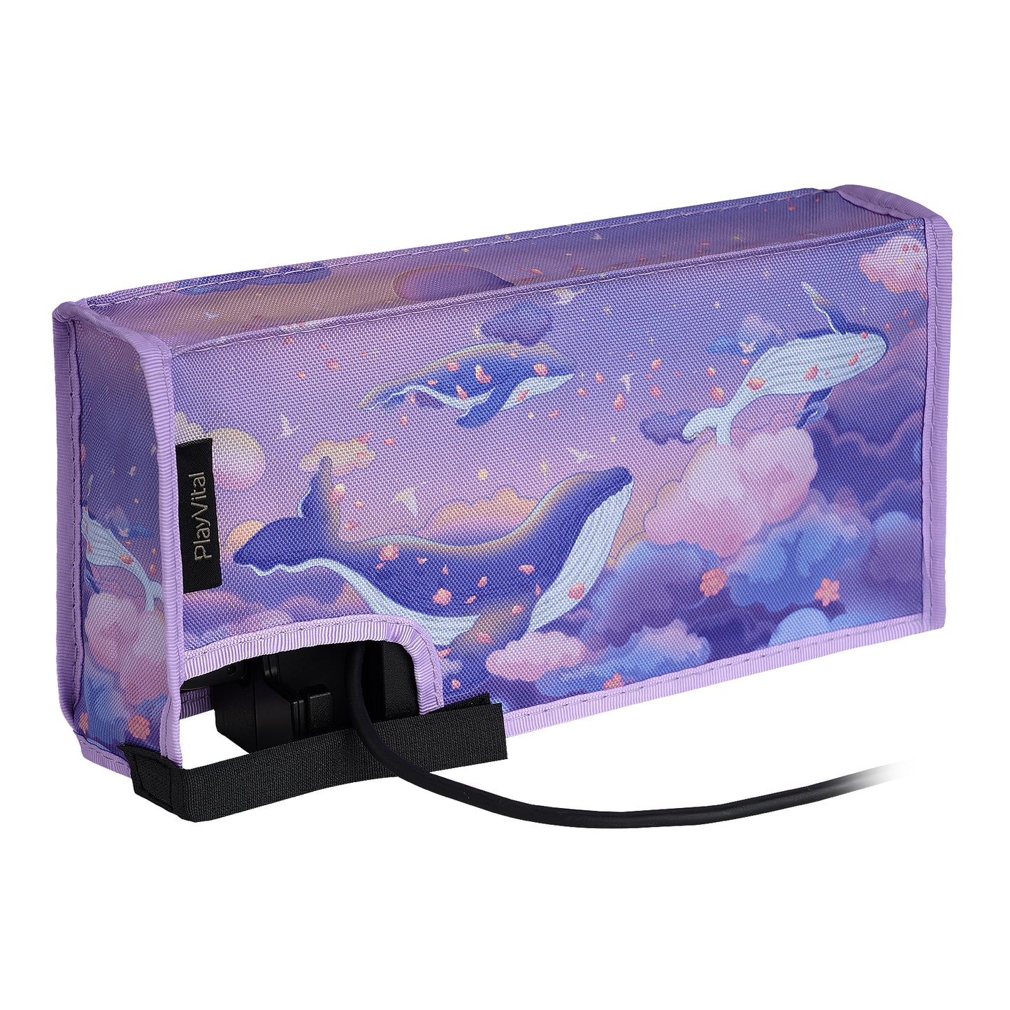 PlayVital 傷防止 防水ナイロンダストカバー NS Switch & 有機el充電ドック用【クジラのドリーム】