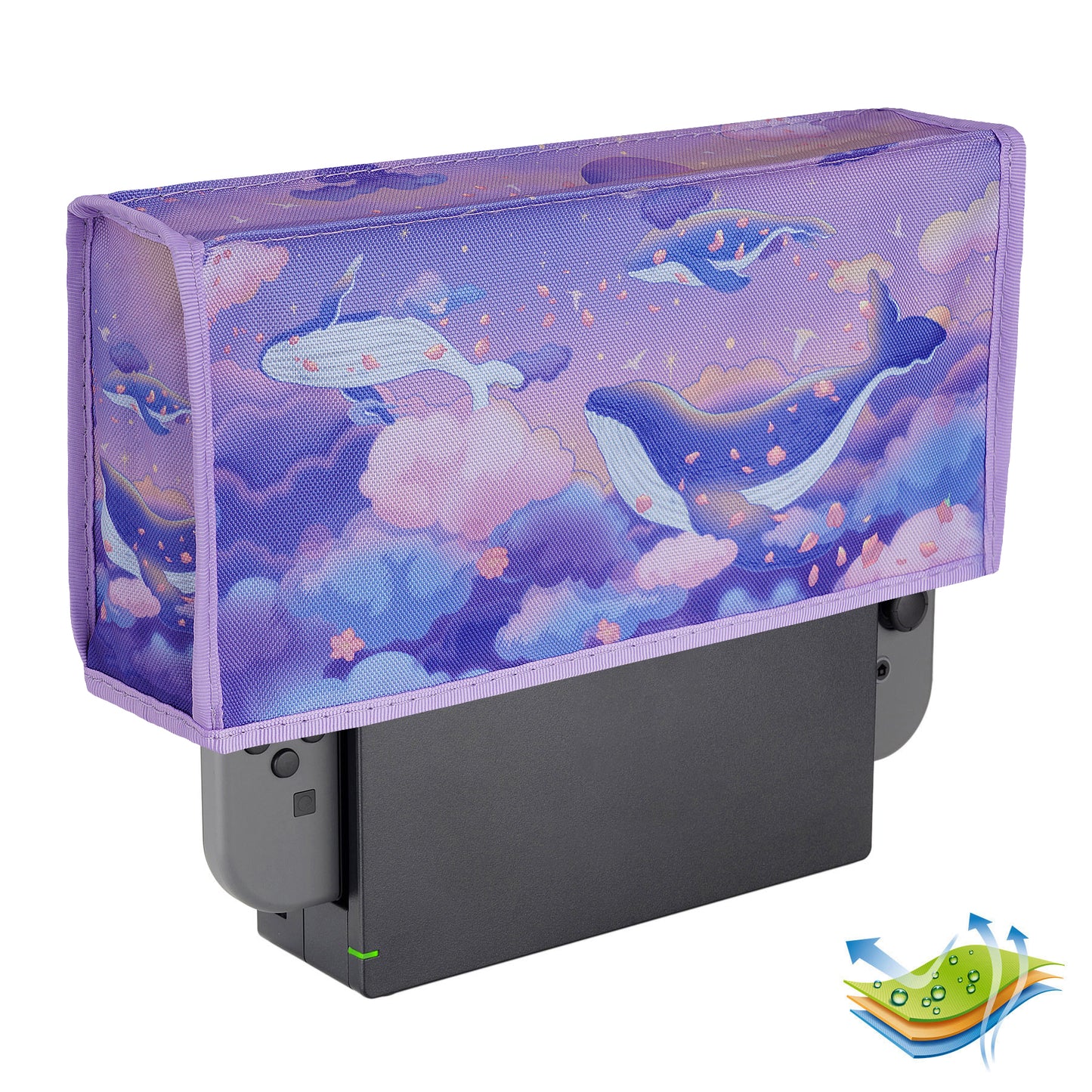 PlayVital 傷防止 防水ナイロンダストカバー NS Switch & 有機el充電ドック用【クジラのドリーム】