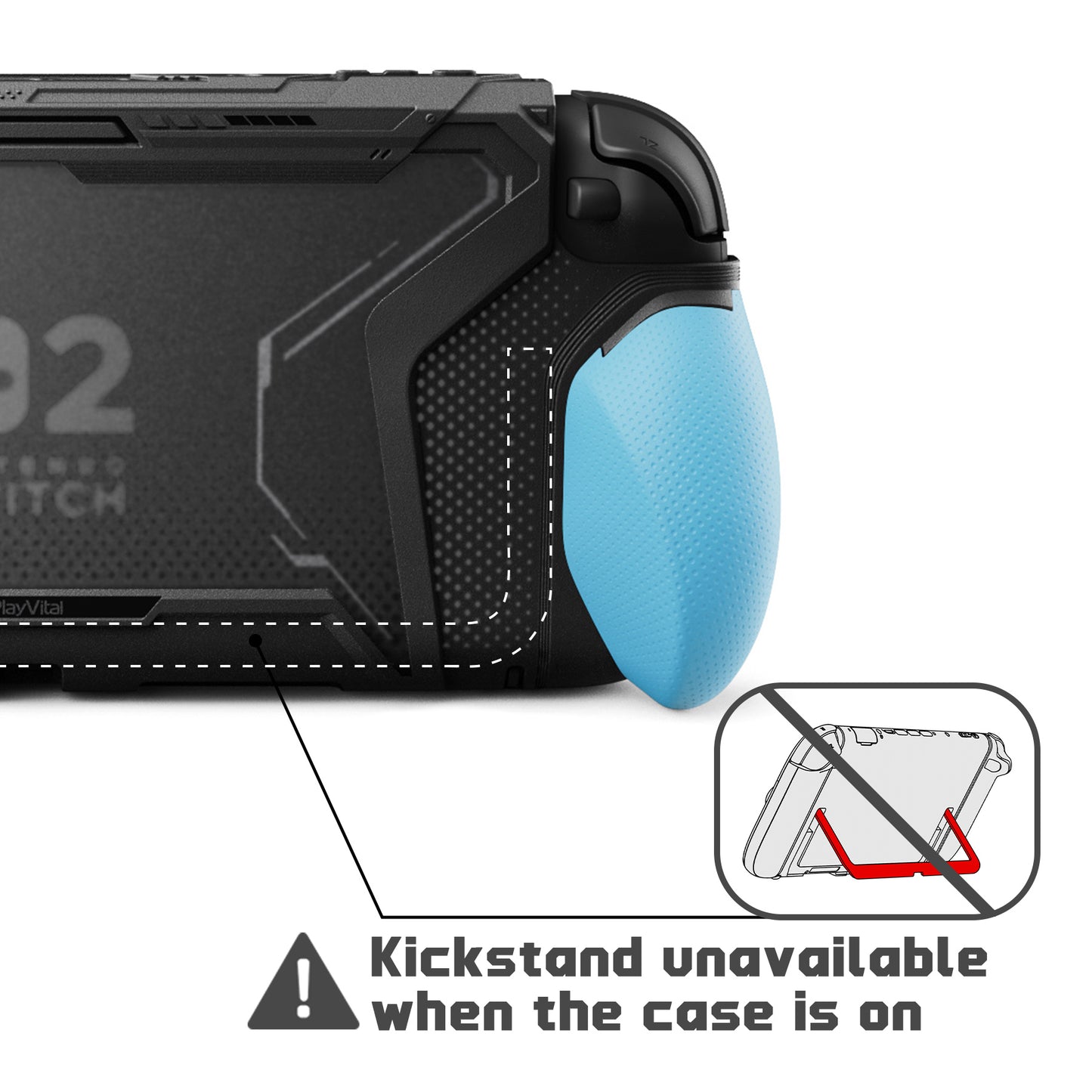PlayVital BEYOND-GRIP Nintendo Switch 2(2025)対応 交換式グリップ付きTPU保護ケースカバー ドック対応 親指グリップキャップ付き 耐衝撃 人間工学デザイン【ブルー&オレンジ】
