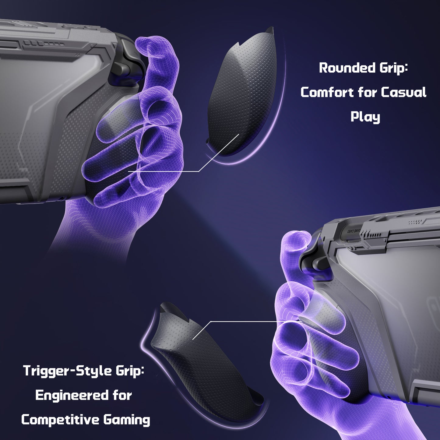 PlayVital BEYOND-GRIP Nintendo Switch 2(2025)対応 交換式グリップ付きTPU保護ケースカバー ドック対応 親指グリップキャップ付き 耐衝撃 人間工学デザイン【グレー】