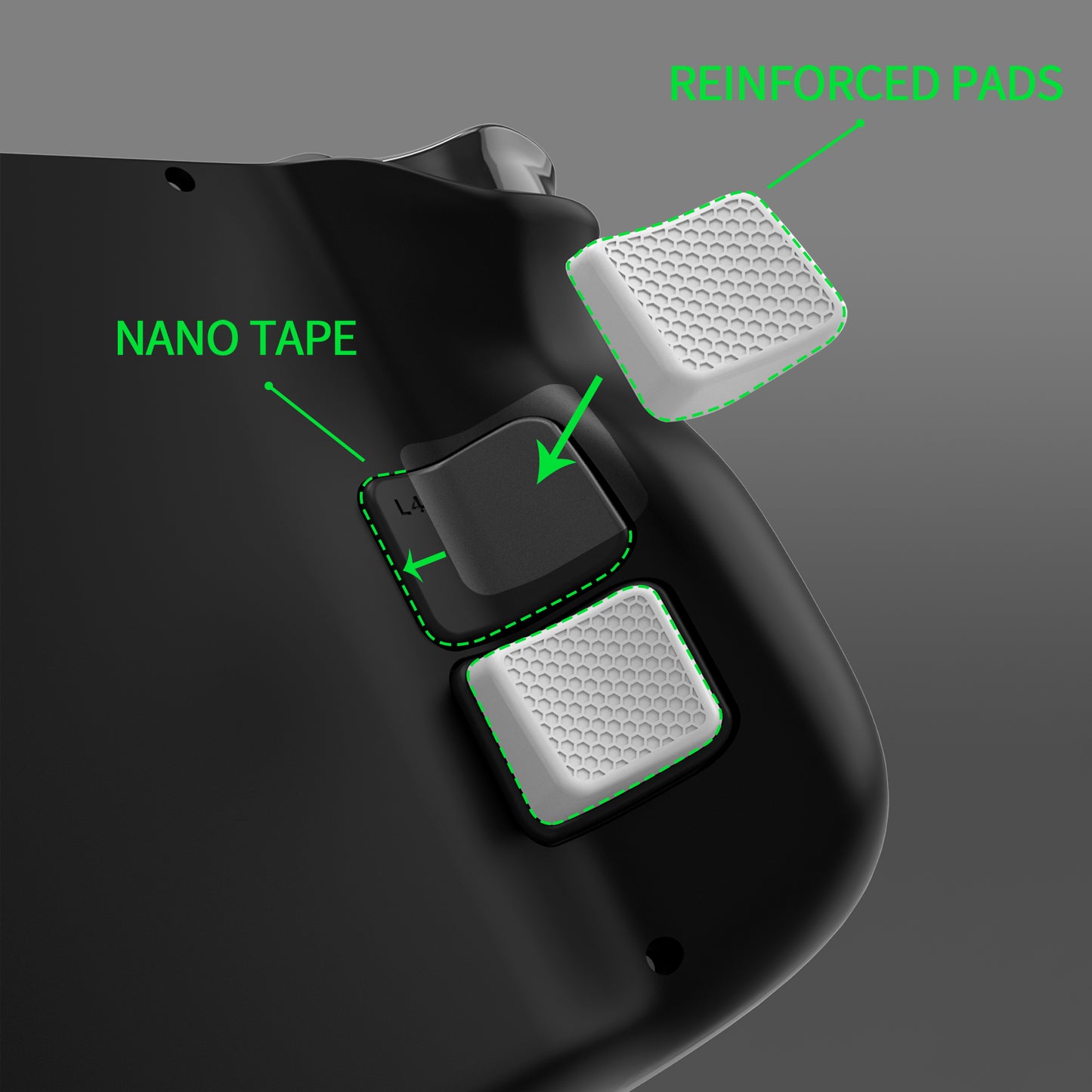 PlayVital Steam Deck LCD & OLED 用バックボタン強化セット 2 つの異なる厚さ付き【 クールグレー】
