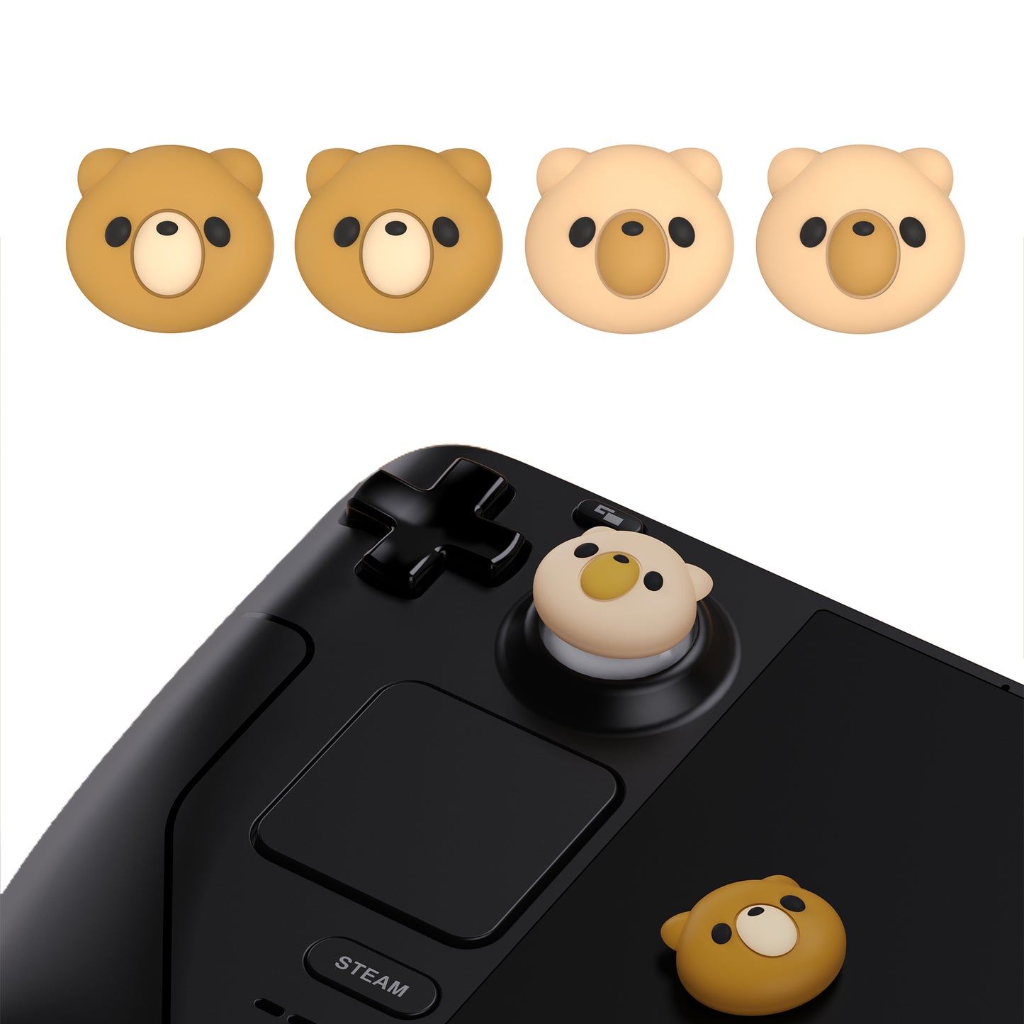PlayVital シリコン製サムグリップキャップ Steam Deck LCD & OLED、PS Portal リモート プレーヤー用【コージーベア】