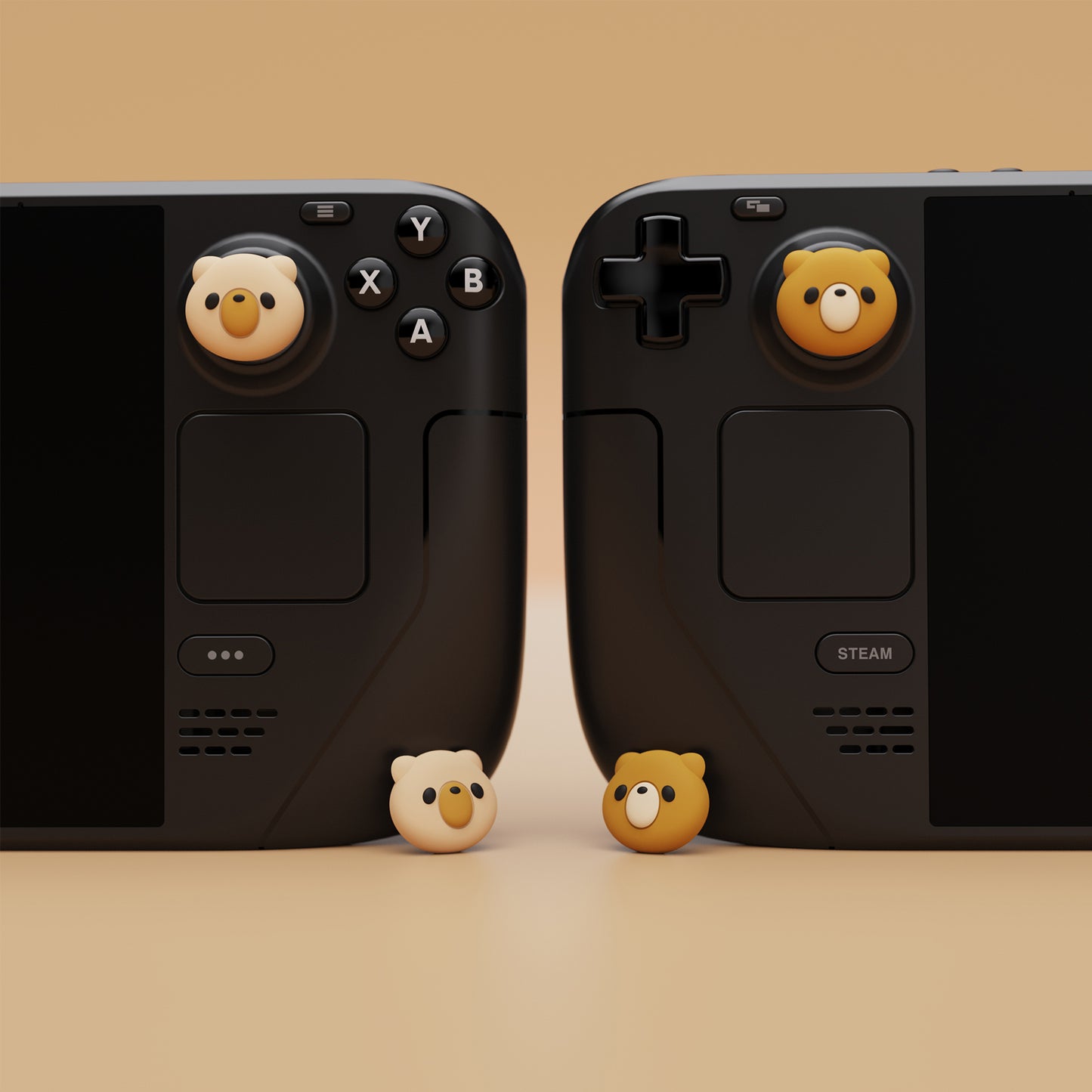 PlayVital シリコン製サムグリップキャップ Steam Deck LCD & OLED、PS Portal リモート プレーヤー用【コージーベア】