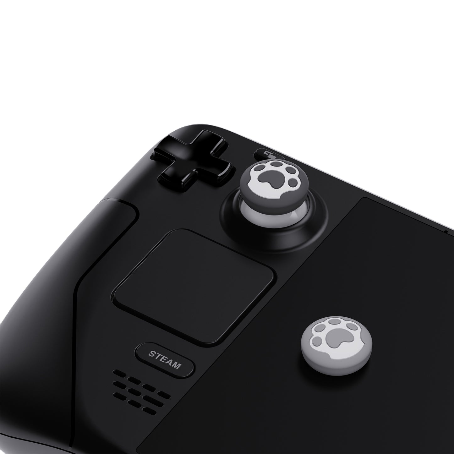 PlayVital Cat Pawデザイン サムグリップキャップ Steam Deck LCD & OLED、PS ポータルリモートプレーヤー用【グレー&ライトグレー】
