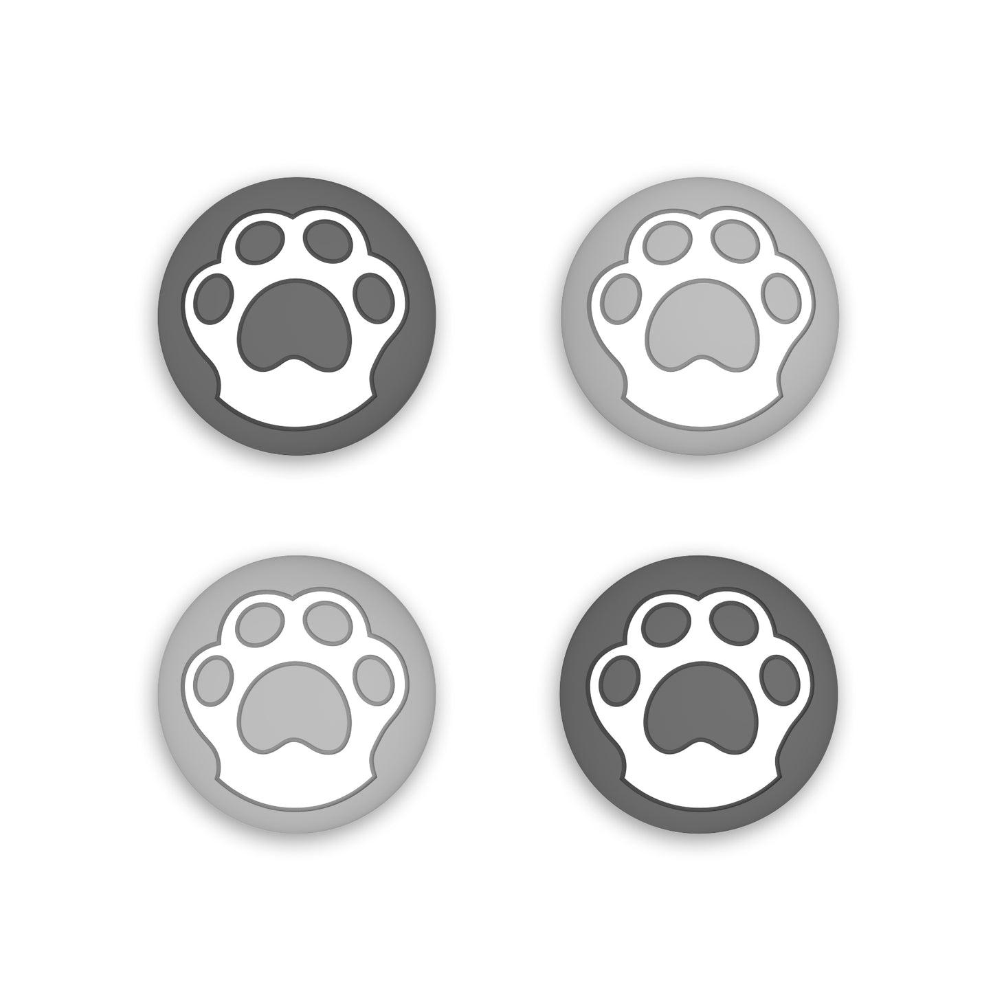 PlayVital Cat Pawデザイン サムグリップキャップ Steam Deck LCD & OLED、PS ポータルリモートプレーヤー用【グレー&ライトグレー】