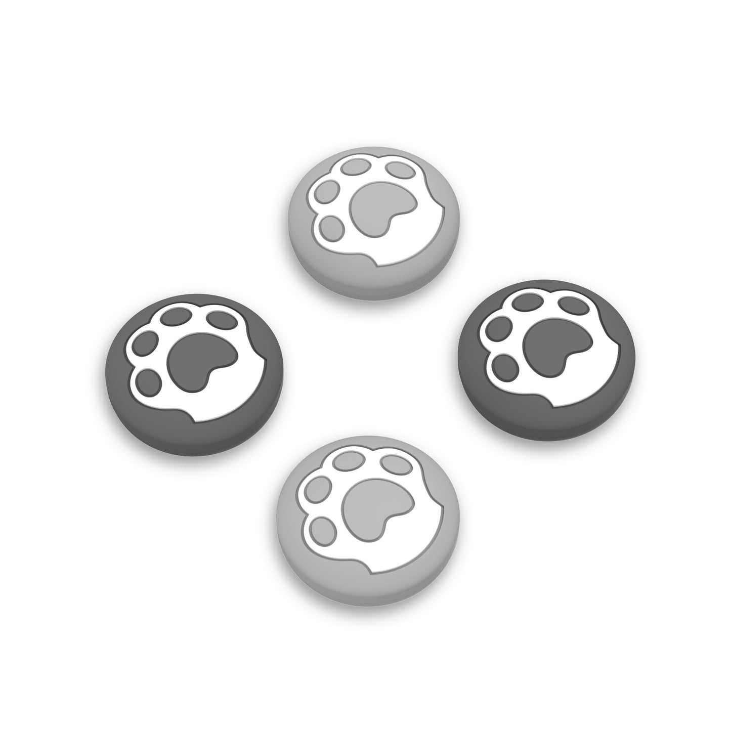 PlayVital Cat Pawデザイン サムグリップキャップ Steam Deck LCD & OLED、PS ポータルリモートプレーヤー用【グレー&ライトグレー】