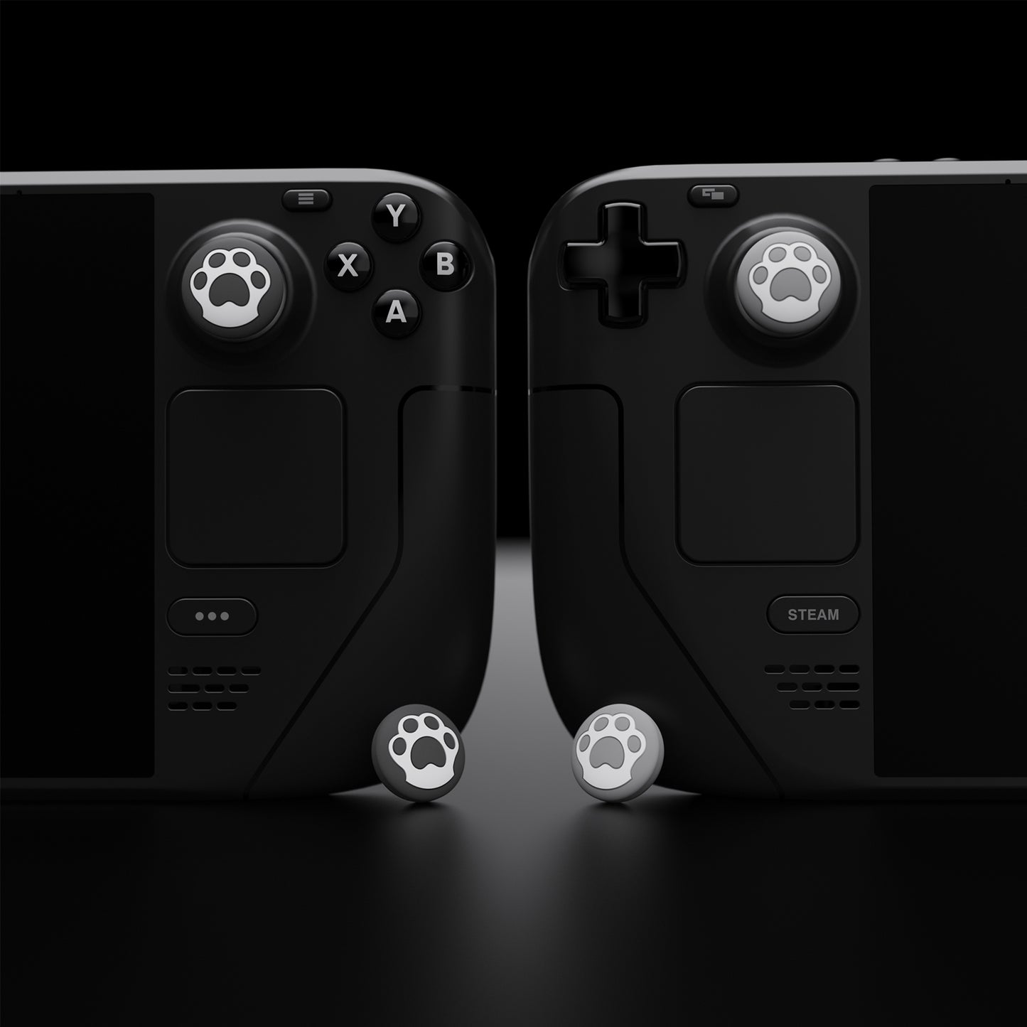 PlayVital Cat Pawデザイン サムグリップキャップ Steam Deck LCD & OLED、PS ポータルリモートプレーヤー用【グレー&ライトグレー】