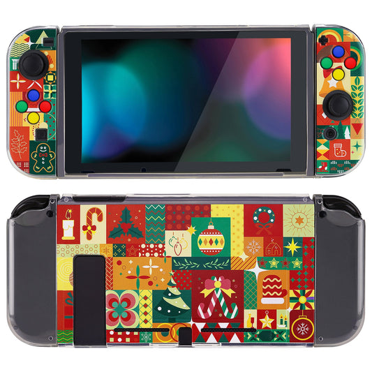 PlayVital ソフト TPU スリム保護ケース、カラフルな ABXY 方向ボタンキャップ付き NS Switch 用【クリスマスラップ】