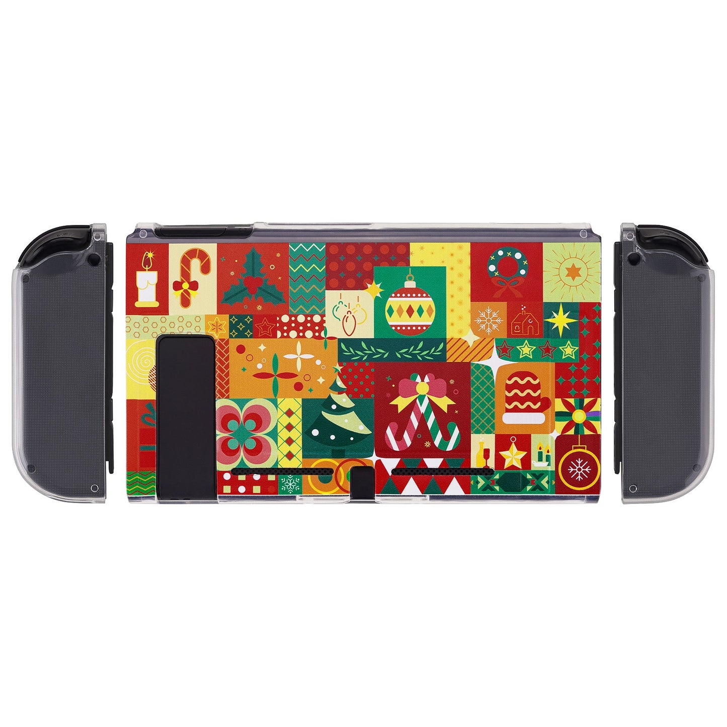 PlayVital ソフト TPU スリム保護ケース、カラフルな ABXY 方向ボタンキャップ付き NS Switch 用【クリスマスラップ】