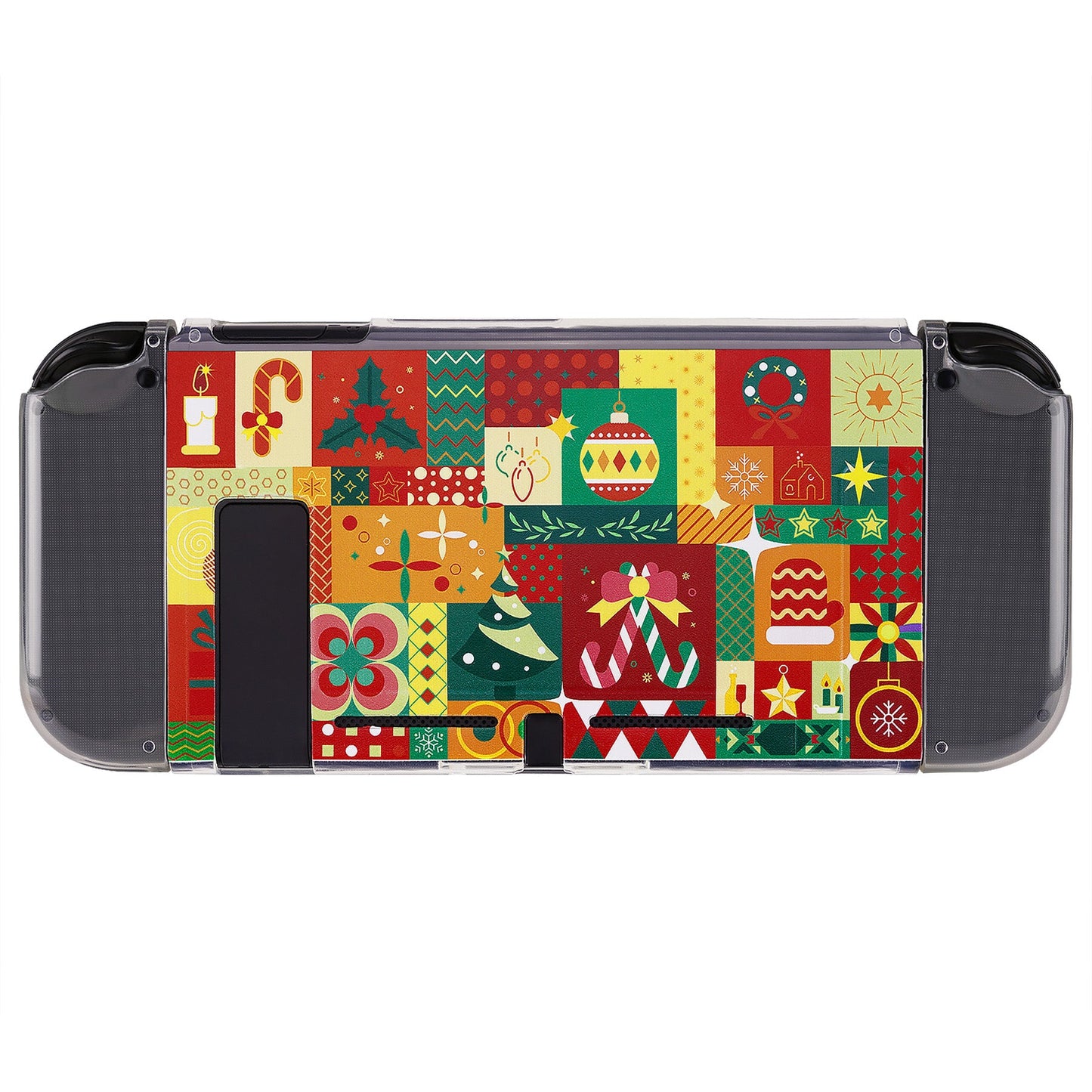 PlayVital ソフト TPU スリム保護ケース、カラフルな ABXY 方向ボタンキャップ付き NS Switch 用【クリスマスラップ】