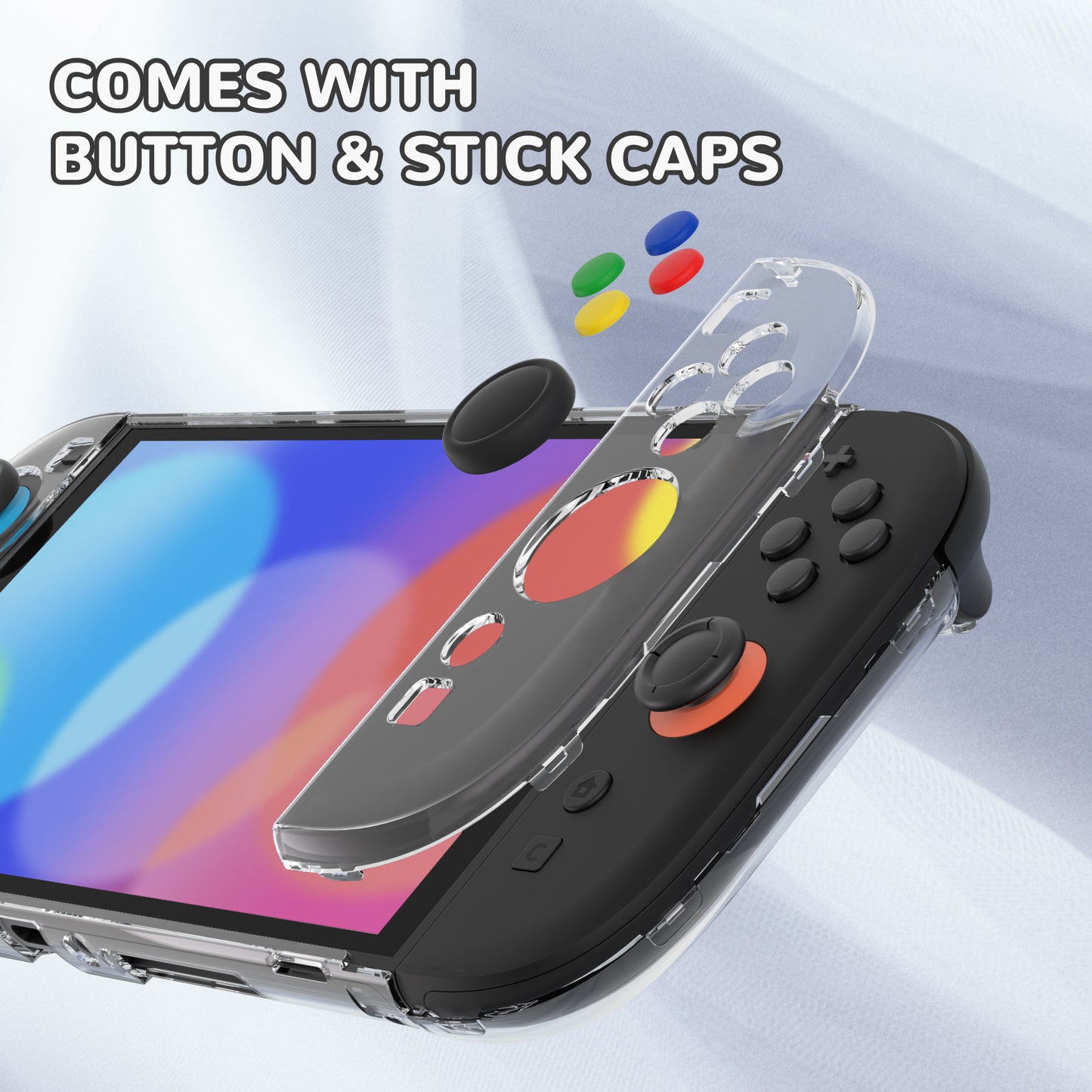 PlayVital クリアシリーズ Switch 2(2025)対応 透明ハードシェルケース ドック対応 傷防止タイプ グリップ付き保護カバー 折りたたみスタンド&親指グリップ付属【クリア】