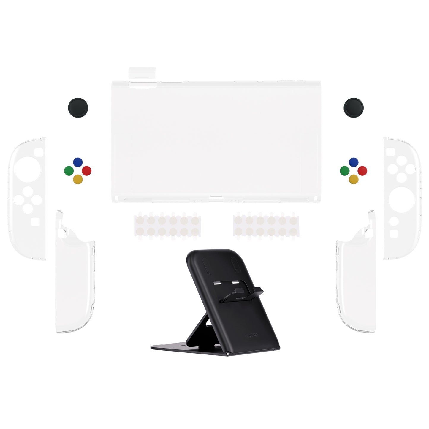 PlayVital クリアシリーズ Switch 2(2025)対応 透明ハードシェルケース ドック対応 傷防止タイプ グリップ付き保護カバー 折りたたみスタンド&親指グリップ付属【クリア】
