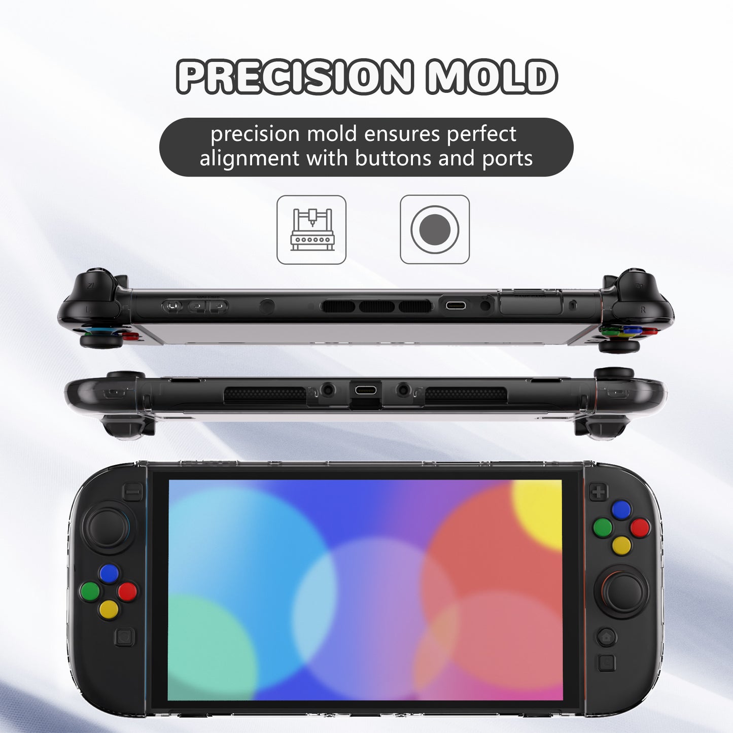 PlayVital クリアシリーズ Switch 2(2025)対応 透明ハードシェルケース ドック対応 傷防止タイプ グリップ付き保護カバー 折りたたみスタンド&親指グリップ付属【クリア】