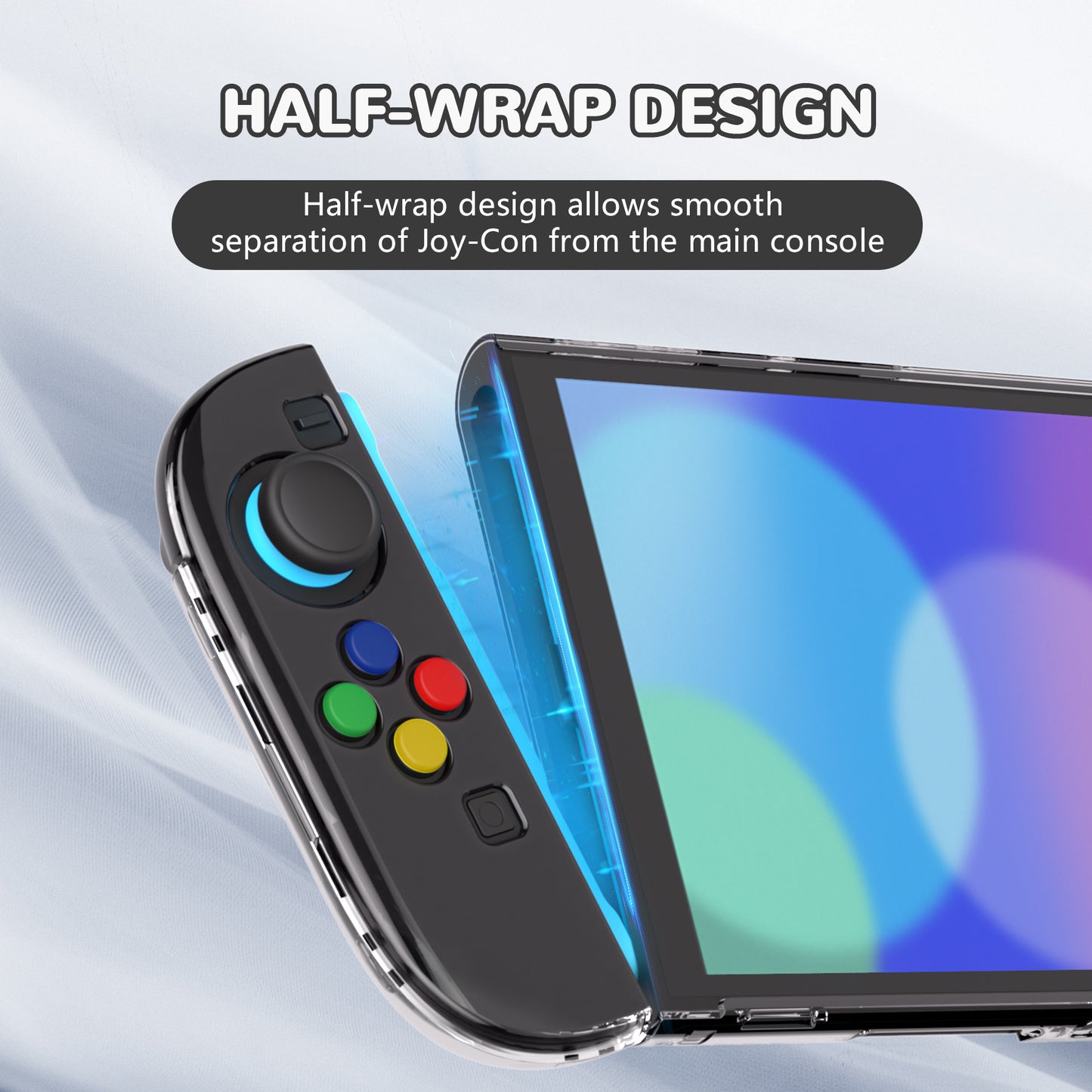 PlayVital クリアシリーズ Switch 2(2025)対応 透明ハードシェルケース ドック対応 傷防止タイプ グリップ付き保護カバー 折りたたみスタンド&親指グリップ付属【クリア】