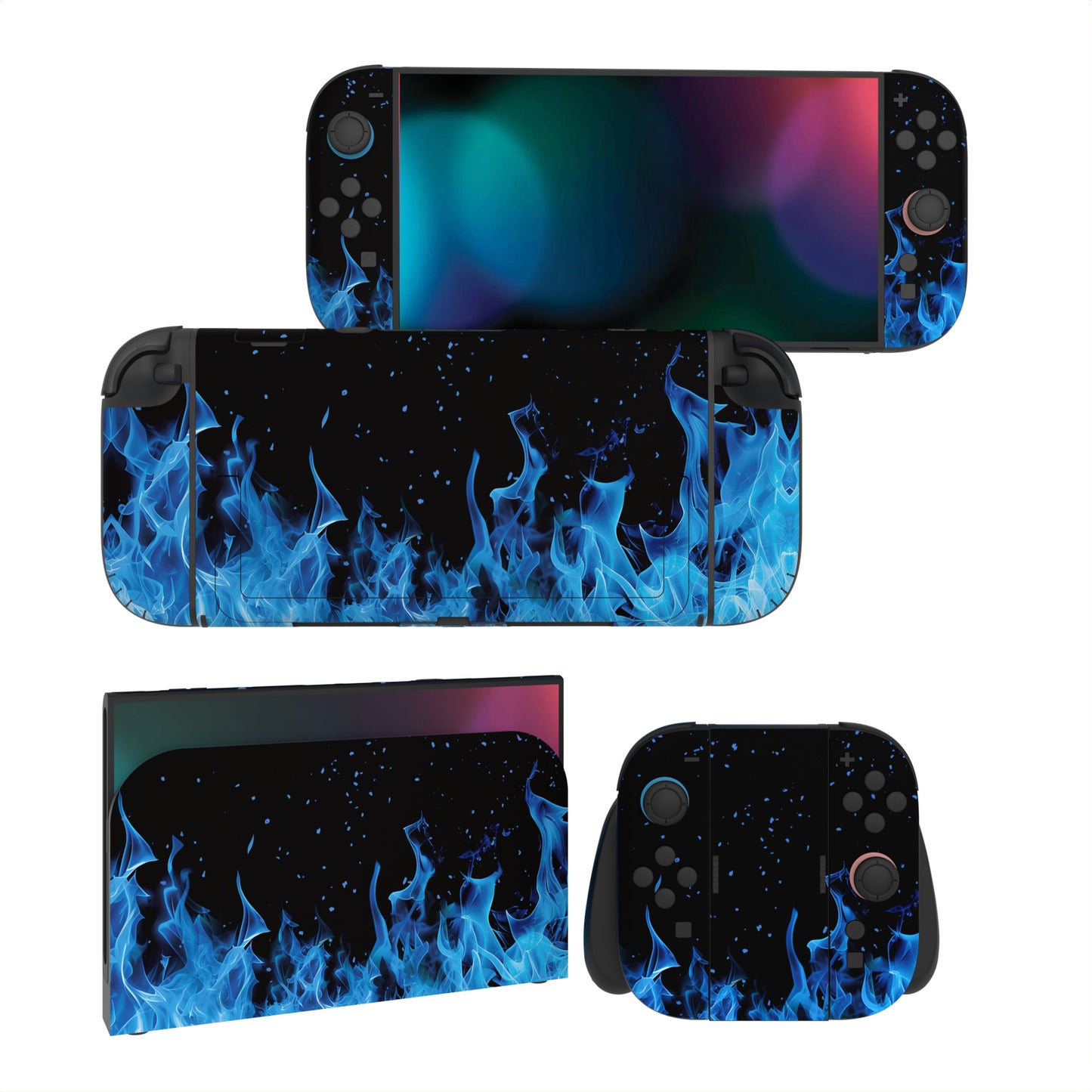 PlayVital Nintendo Switch 2(2025)本体・Joycon対応 フルセット保護ステッカーシール カスタマイズ用ビニールステッカー ドック&グリップスシール付き【ブルーフレーム】