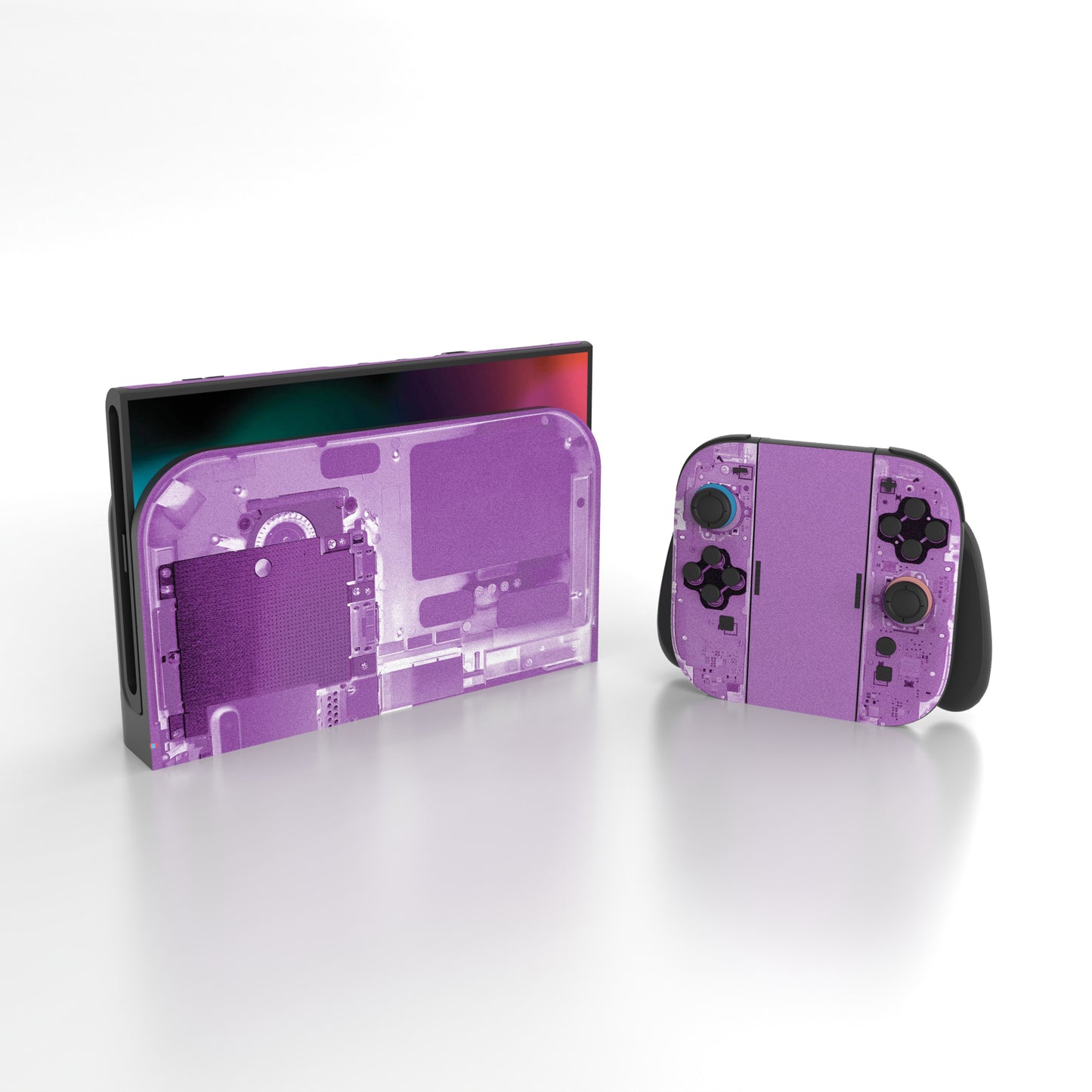 PlayVital Nintendo Switch 2(2025)本体・Joycon対応 フルセット保護ステッカーシール カスタマイズ用ビニールステッカー ドック&グリップスシール付き【パープル・テアダウン】