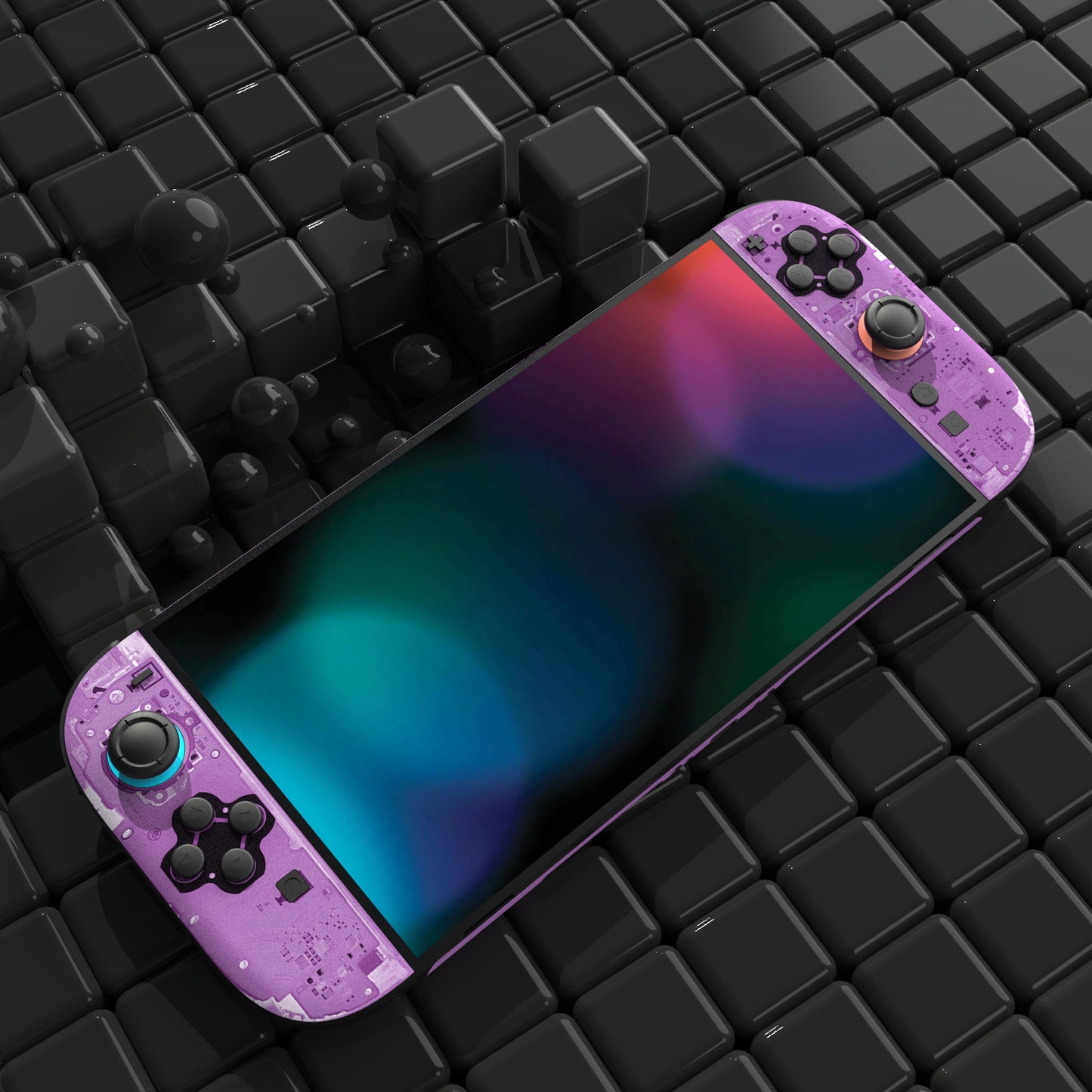 PlayVital Nintendo Switch 2(2025)本体・Joycon対応 フルセット保護ステッカーシール カスタマイズ用ビニールステッカー ドック&グリップスシール付き【パープル・テアダウン】
