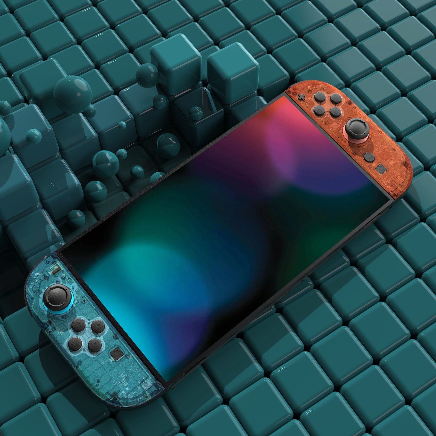 PlayVital Nintendo Switch 2(2025)本体・Joycon対応 フルセット保護ステッカーシール カスタマイズ用ビニールステッカー ドック&グリップスシール付き【ティアダウン・ブルー&オレンジ】