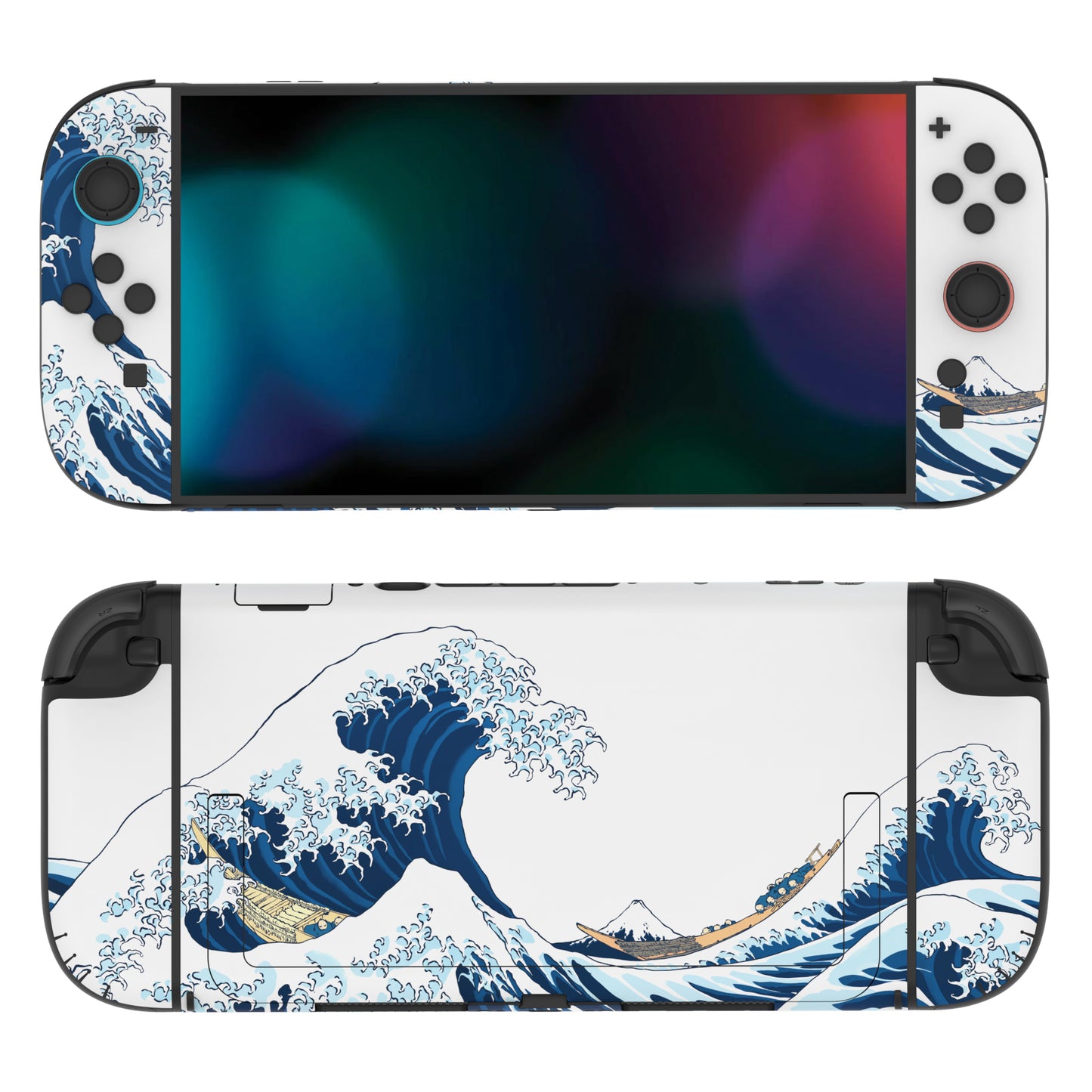 PlayVital Nintendo Switch 2(2025)本体・Joycon対応 フルセット保護ステッカーシール カスタマイズ用ビニールステッカー ドック&グリップスシール付き【神奈川沖浪裏】