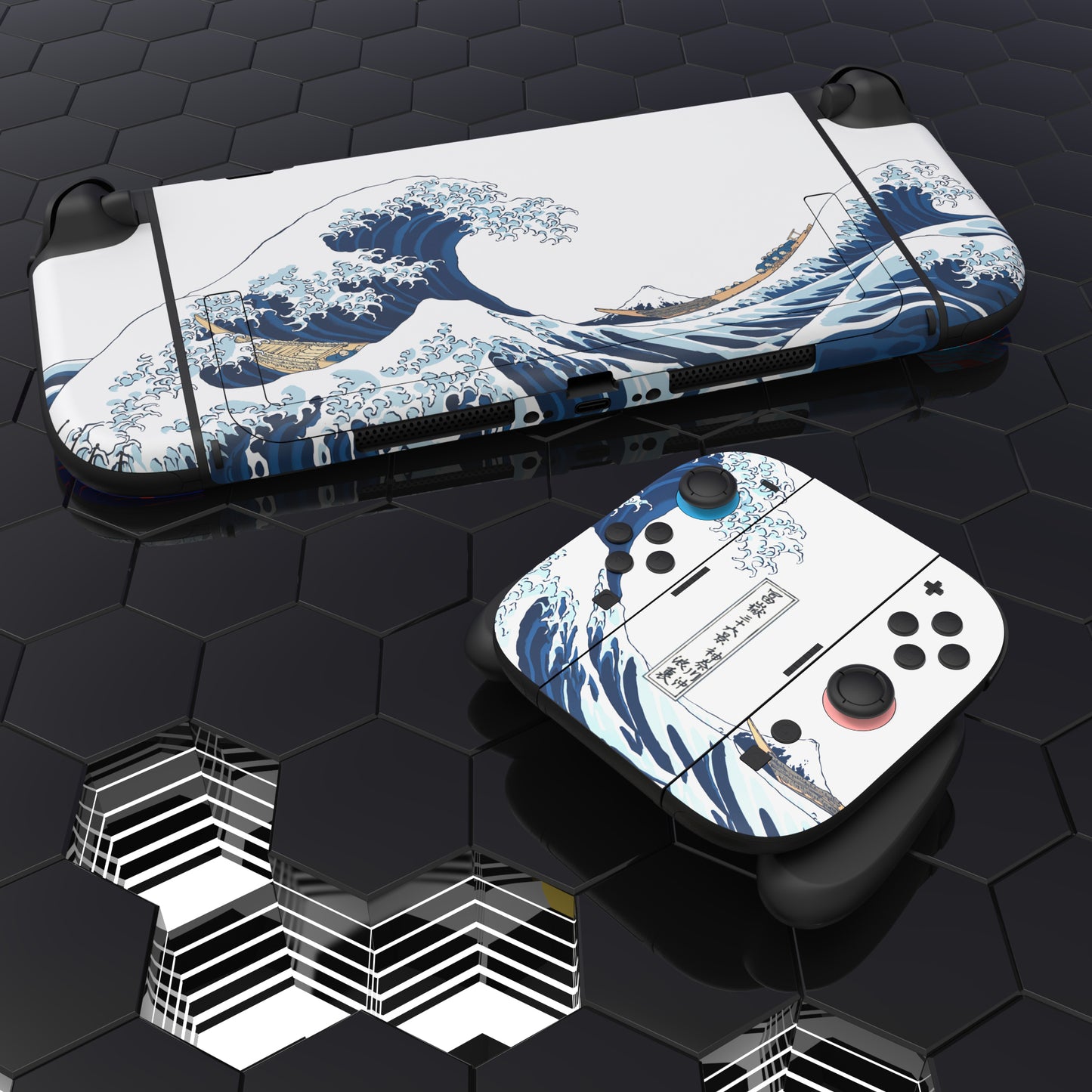 PlayVital Nintendo Switch 2(2025)本体・Joycon対応 フルセット保護ステッカーシール カスタマイズ用ビニールステッカー ドック&グリップスシール付き【神奈川沖浪裏】