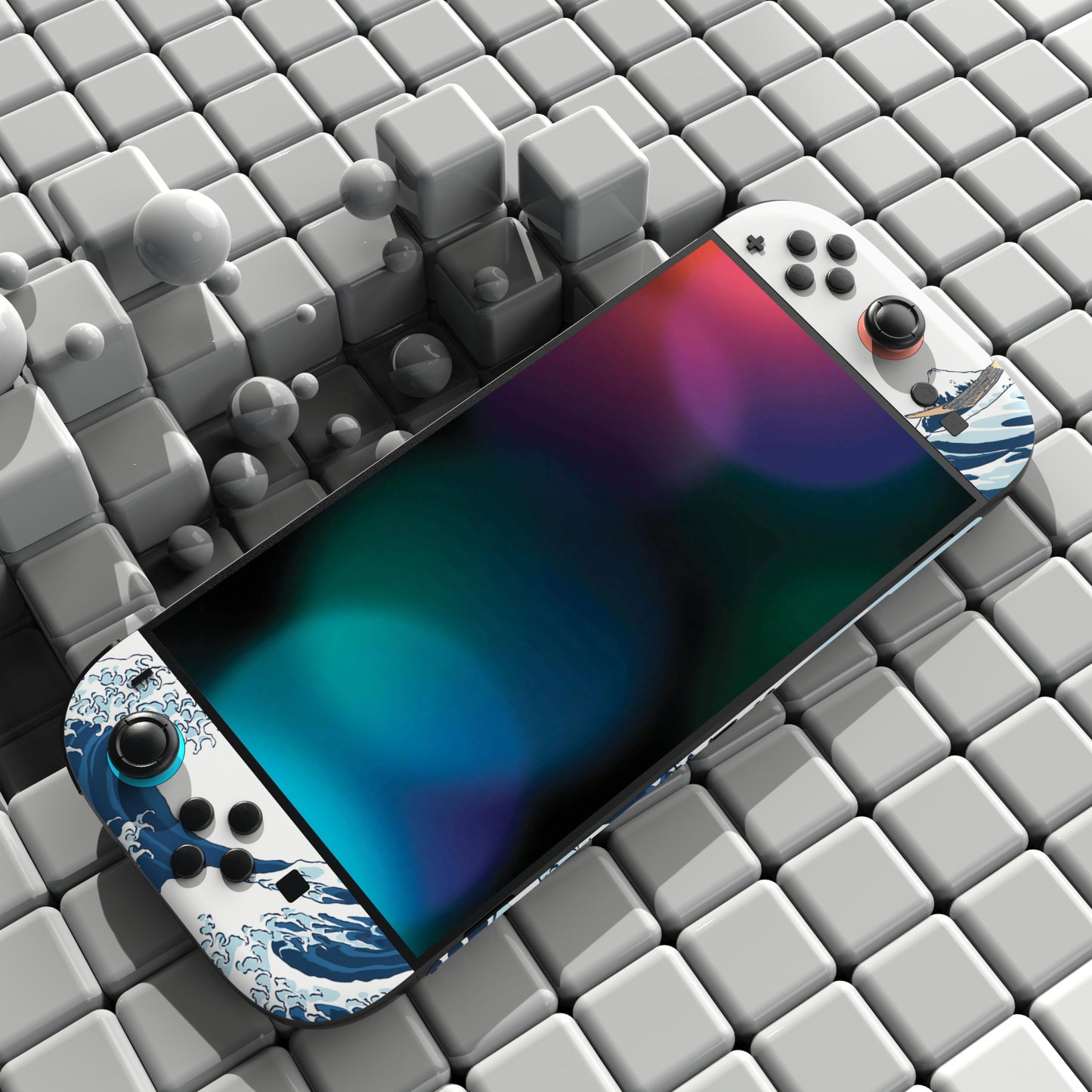 PlayVital Nintendo Switch 2(2025)本体・Joycon対応 フルセット保護ステッカーシール カスタマイズ用ビニールステッカー ドック&グリップスシール付き【神奈川沖浪裏】
