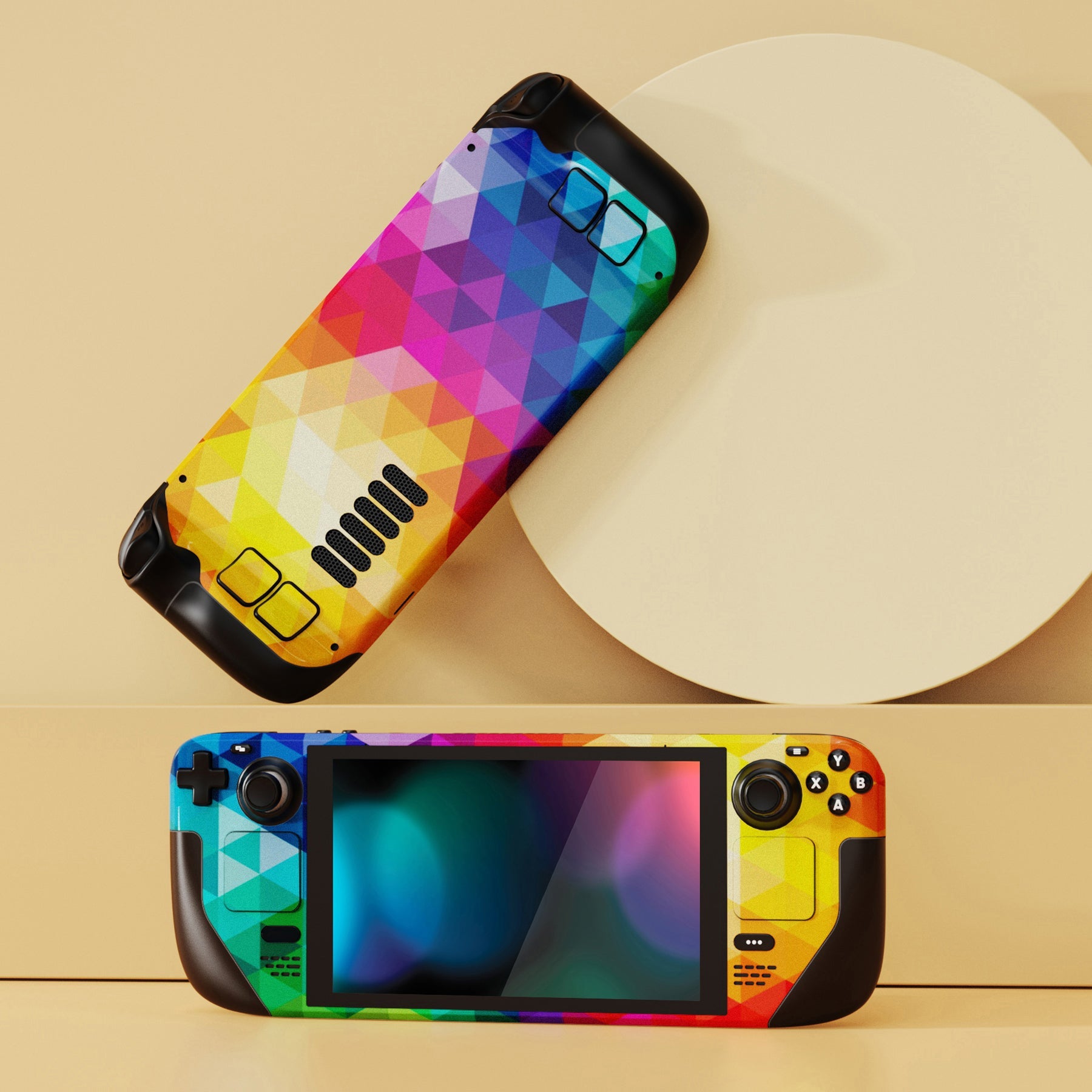 PlayVital Custom Full Set Protective Skin Decal for Steam Deck LCD & OLED -  Colorful Triangle - SDTM002G2 playvital