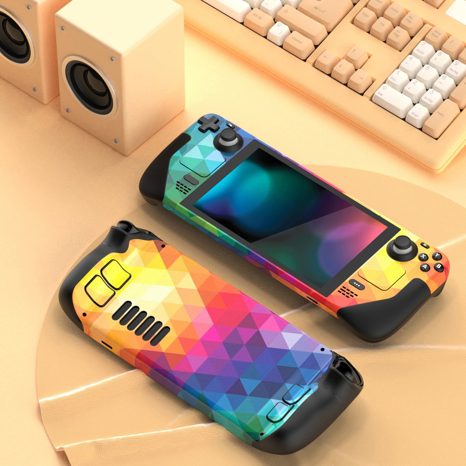 PlayVital Custom Full Set Protective Skin Decal for Steam Deck LCD & OLED -  Colorful Triangle - SDTM002G2 playvital