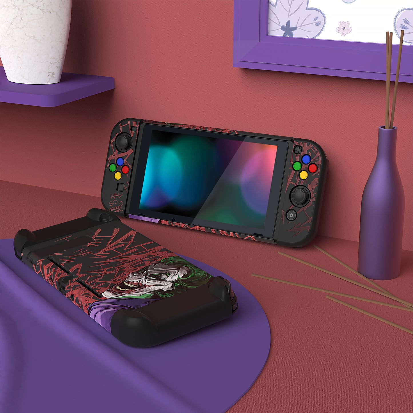 PlayVital カスタマイズ ドッキング可能 ハードシェル保護ケース NS Switch コンソール用【ピエロHahaha】