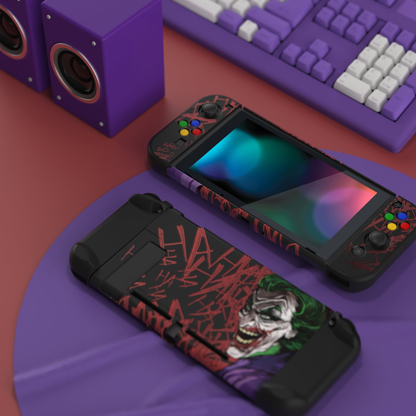 PlayVital カスタマイズ ドッキング可能 ハードシェル保護ケース NS Switch コンソール用【ピエロHahaha】