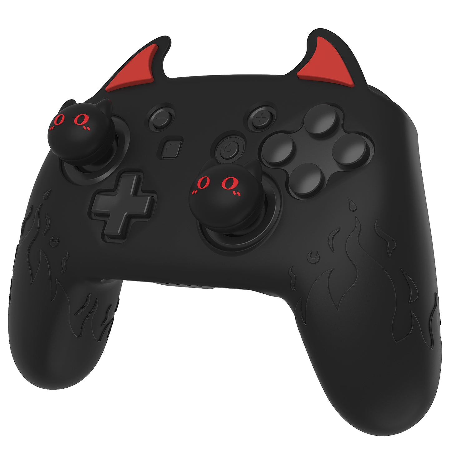 PlayVital かわいいデーモン シリコングリップカバー(サムグリップとステッカー付き) Nintendo Switch Pro コントローラー用【ブラック】