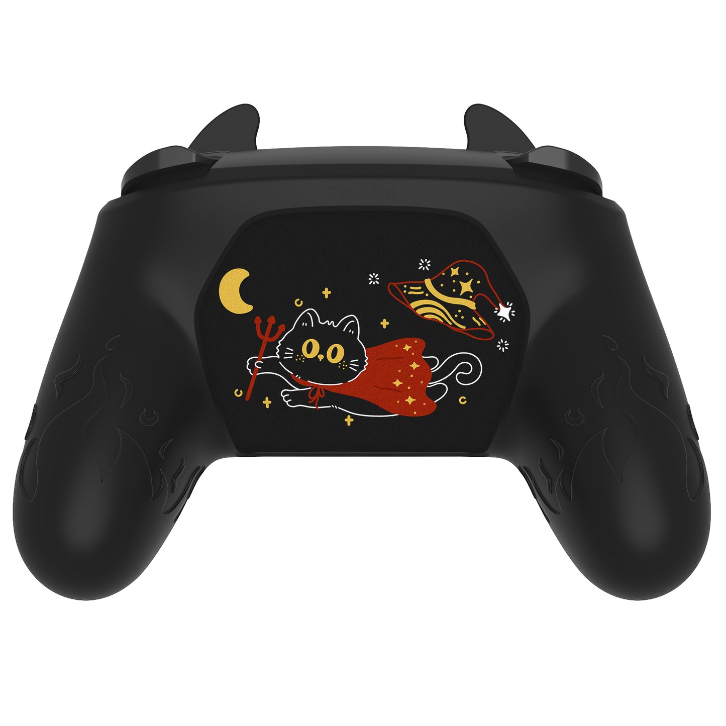 PlayVital かわいいデーモン シリコングリップカバー(サムグリップとステッカー付き) Nintendo Switch Pro コントローラー用【ブラック】