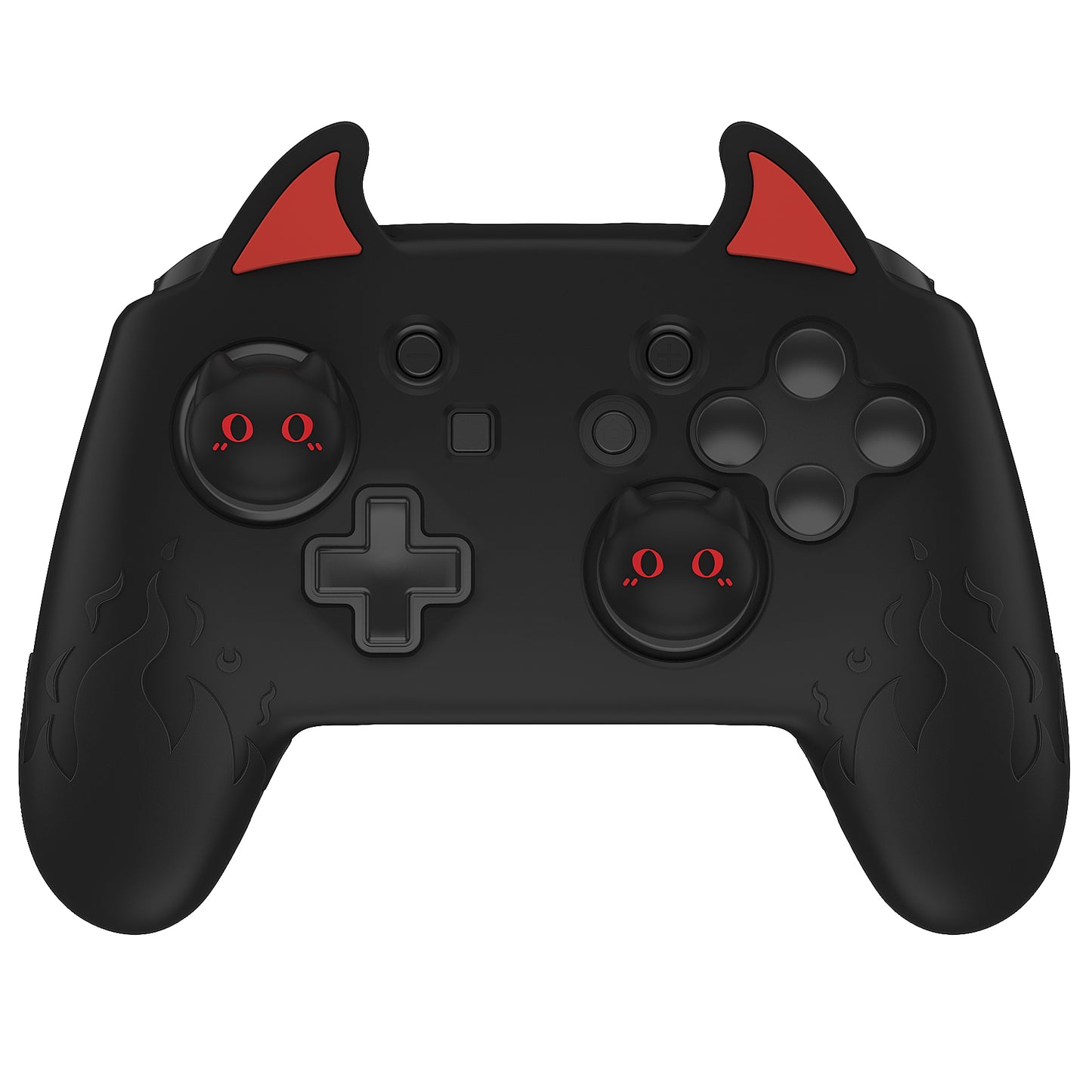 PlayVital かわいいデーモン シリコングリップカバー(サムグリップとステッカー付き) Nintendo Switch Pro コントローラー用【ブラック】