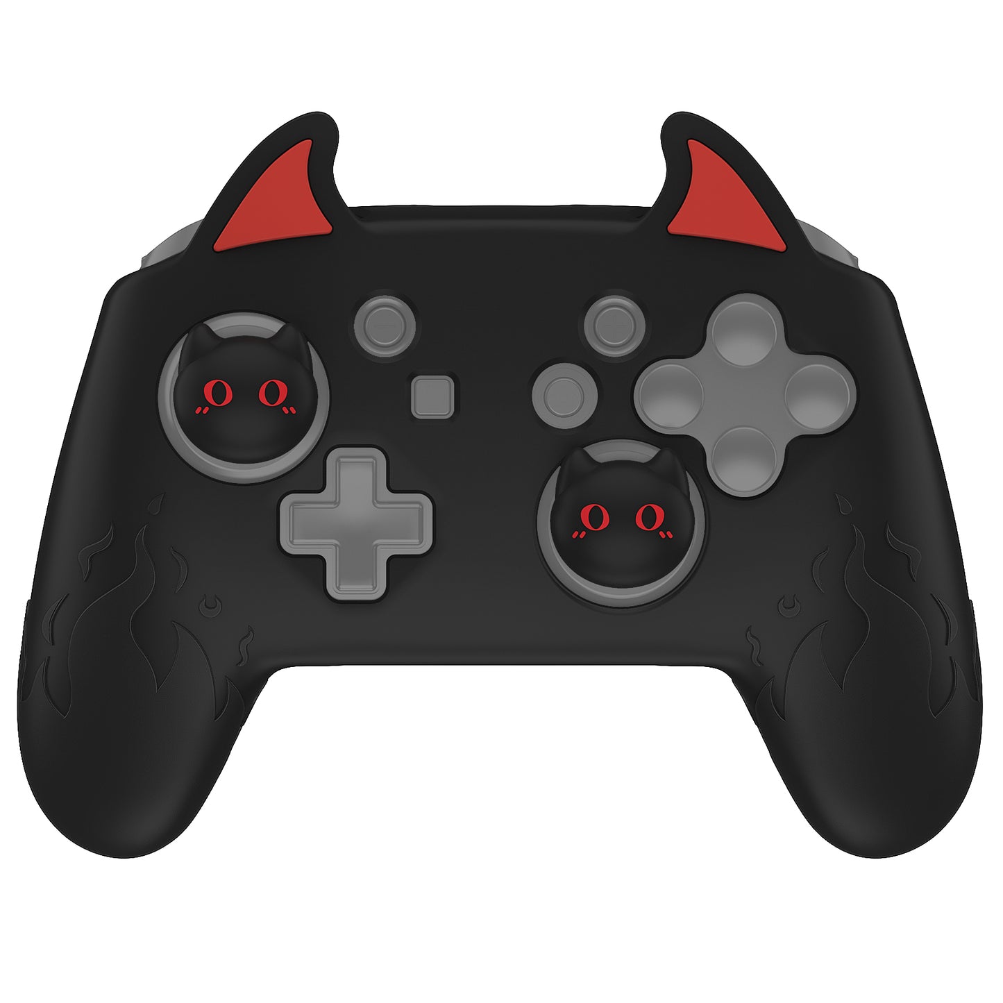 PlayVital かわいいデーモン シリコングリップカバー(サムグリップとステッカー付き) Nintendo Switch Pro コントローラー用【ブラック】