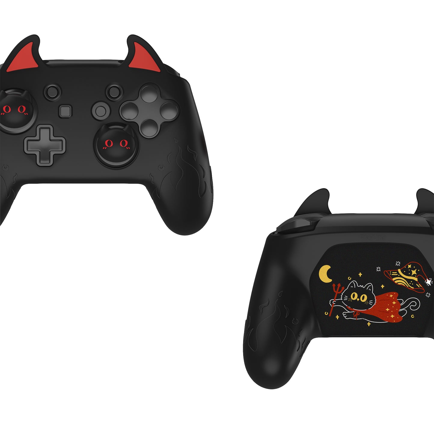 PlayVital かわいいデーモン シリコングリップカバー(サムグリップとステッカー付き) Nintendo Switch Pro コントローラー用【ブラック】