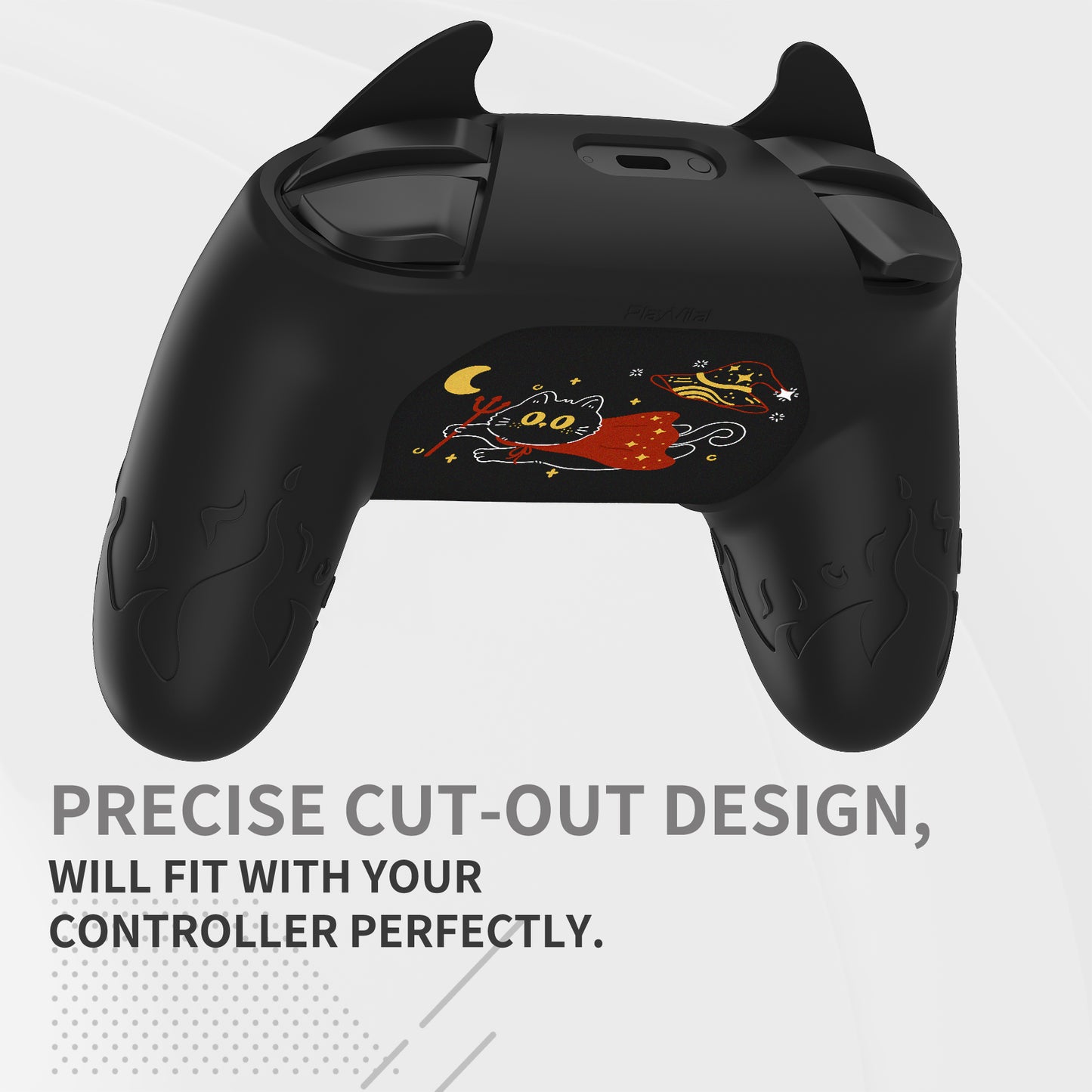 PlayVital かわいいデーモン シリコングリップカバー(サムグリップとステッカー付き) Nintendo Switch Pro コントローラー用【ブラック】