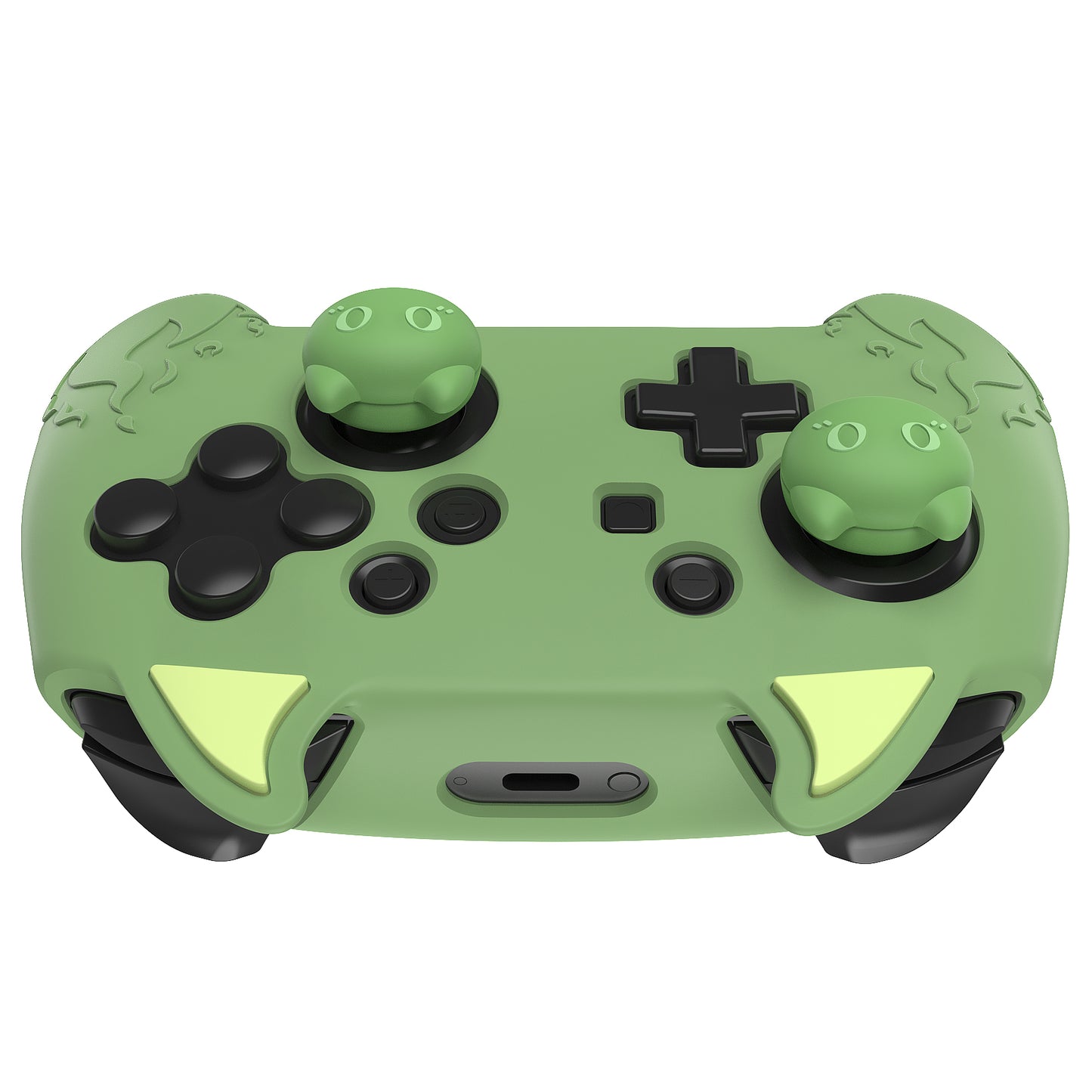 PlayVital かわいいデーモン シリコングリップカバー(サムグリップとステッカー付き) Nintendo Switch Pro コントローラー用【抹茶グリーン】