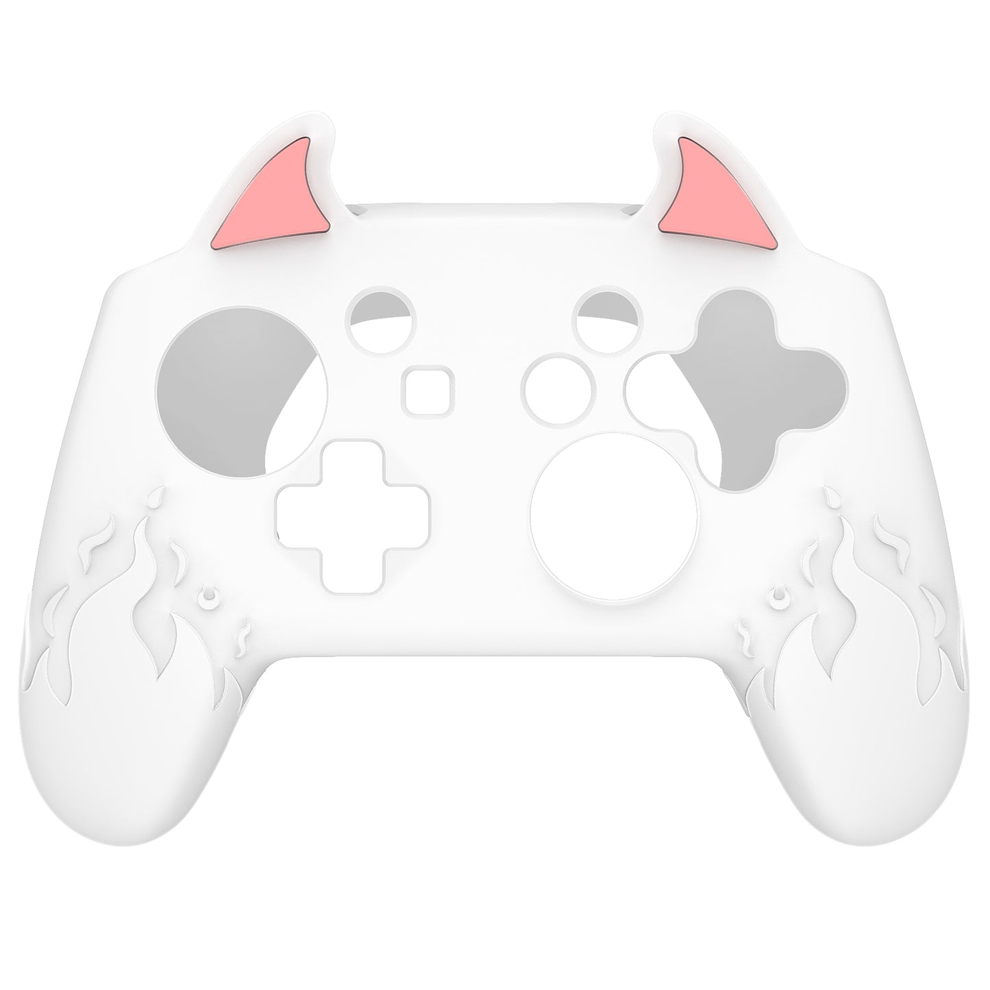 PlayVital かわいいデーモン シリコングリップカバー(サムグリップとステッカー付き) Nintendo Switch Pro コントローラー用【ホワイト】