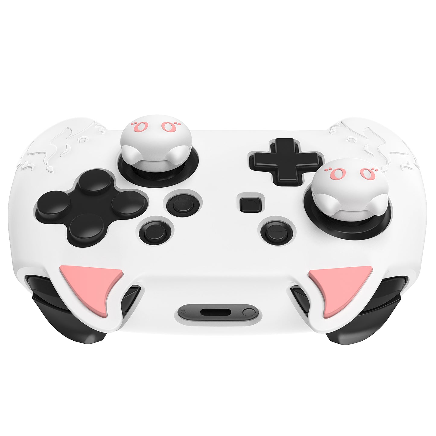 PlayVital かわいいデーモン シリコングリップカバー(サムグリップとステッカー付き) Nintendo Switch Pro コントローラー用【ホワイト】