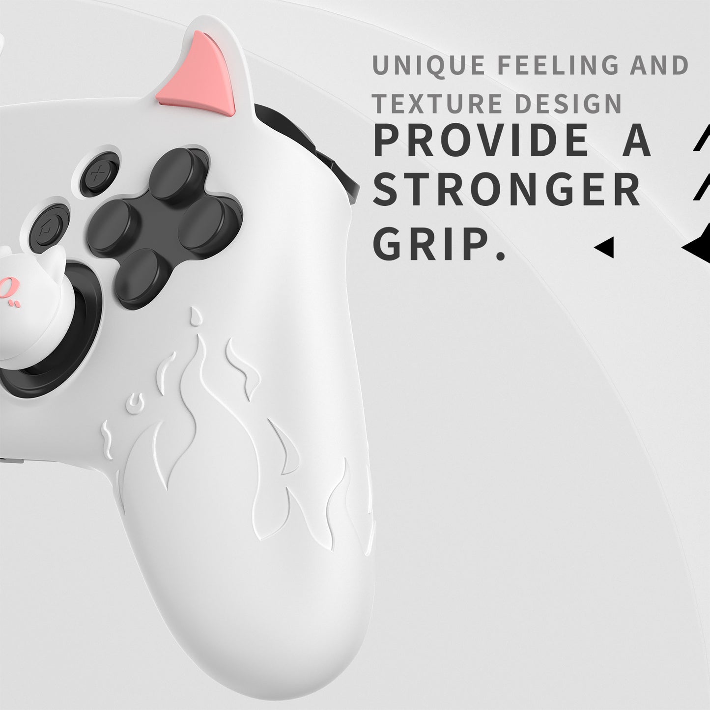 PlayVital かわいいデーモン シリコングリップカバー(サムグリップとステッカー付き) Nintendo Switch Pro コントローラー用【ホワイト】