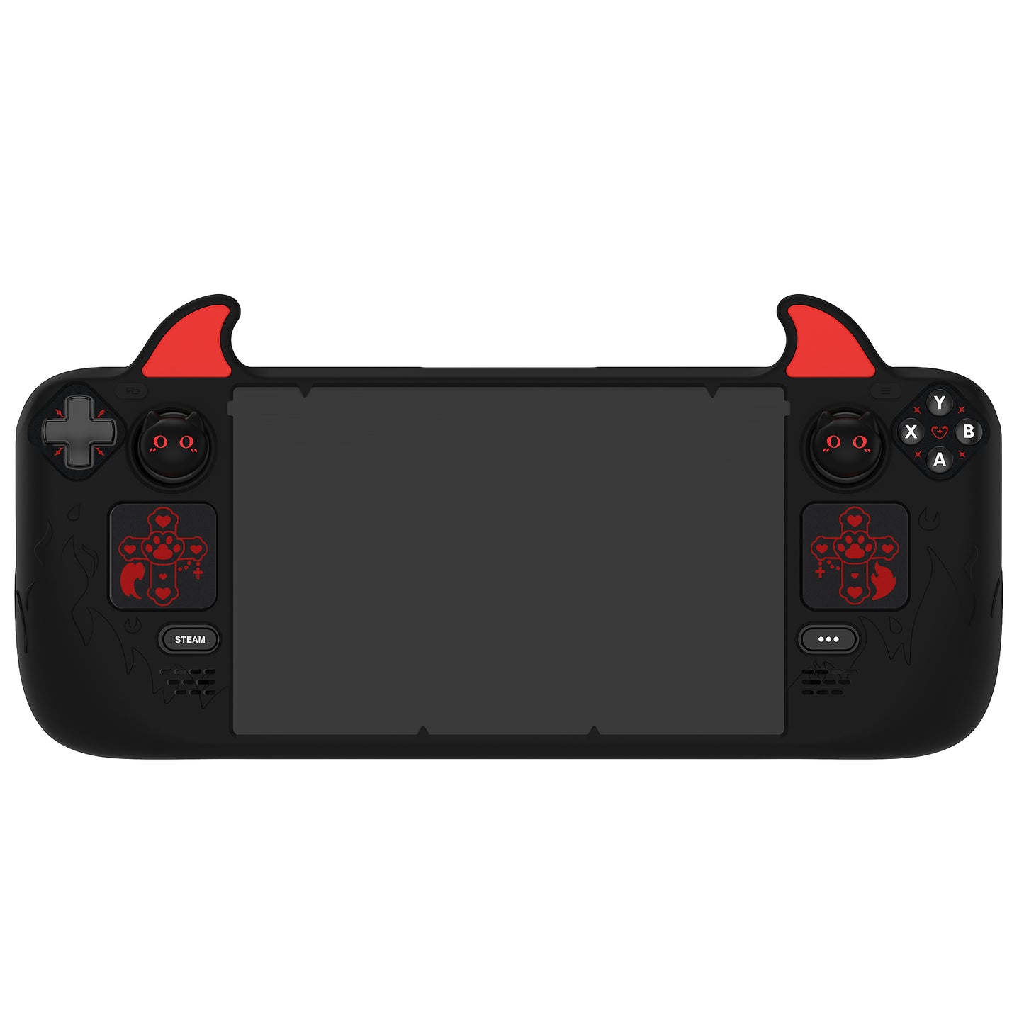 PlayVital キュートデーモンプロテクティブケース(サムグリップキャップ付き) スチームデッキLCD&OLED用【ブラック】