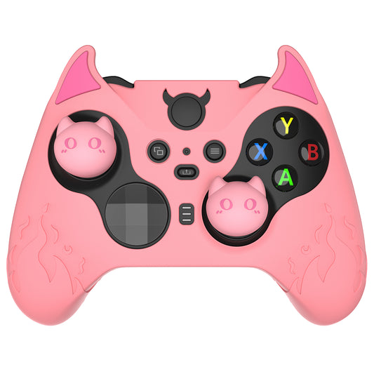 PlayVital かわいいデーモン シリコンケースカバー(サムグリップキャップ付き) Xbox Elite Series 2 コントローラー& Xbox Elite Series 2 コアコントローラー用【ピンク】