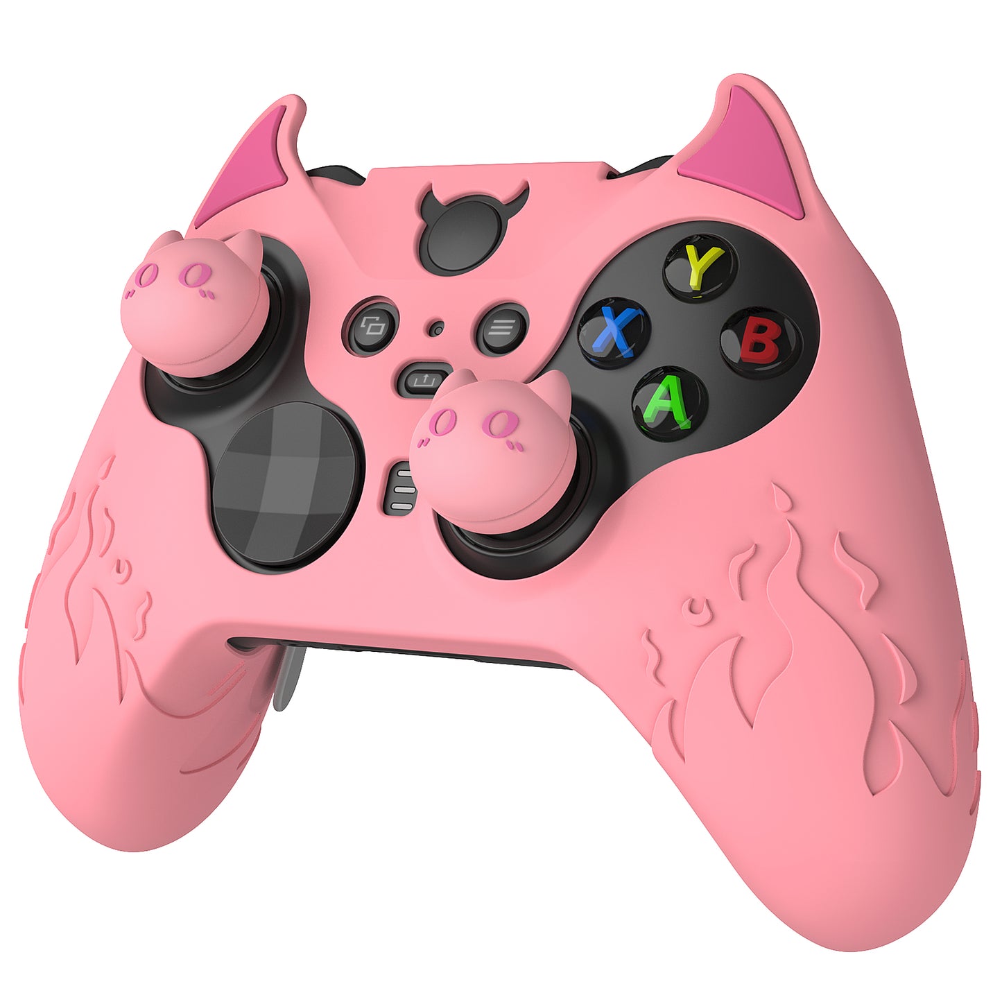 PlayVital かわいいデーモン シリコンケースカバー(サムグリップキャップ付き) Xbox Elite Series 2 コントローラー& Xbox Elite Series 2 コアコントローラー用【ピンク】