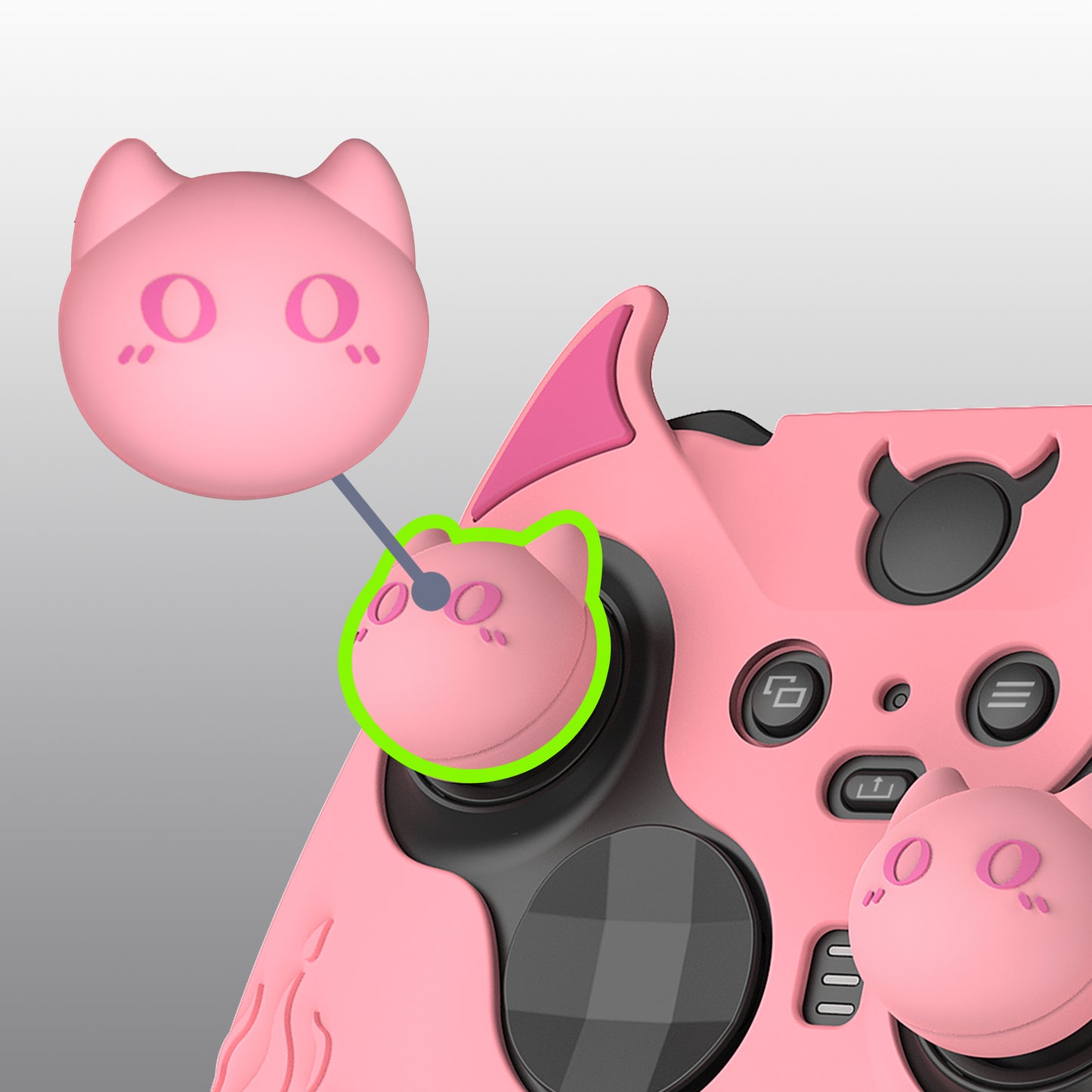 PlayVital かわいいデーモン シリコンケースカバー(サムグリップキャップ付き) Xbox Elite Series 2 コントローラー& Xbox Elite Series 2 コアコントローラー用【ピンク】