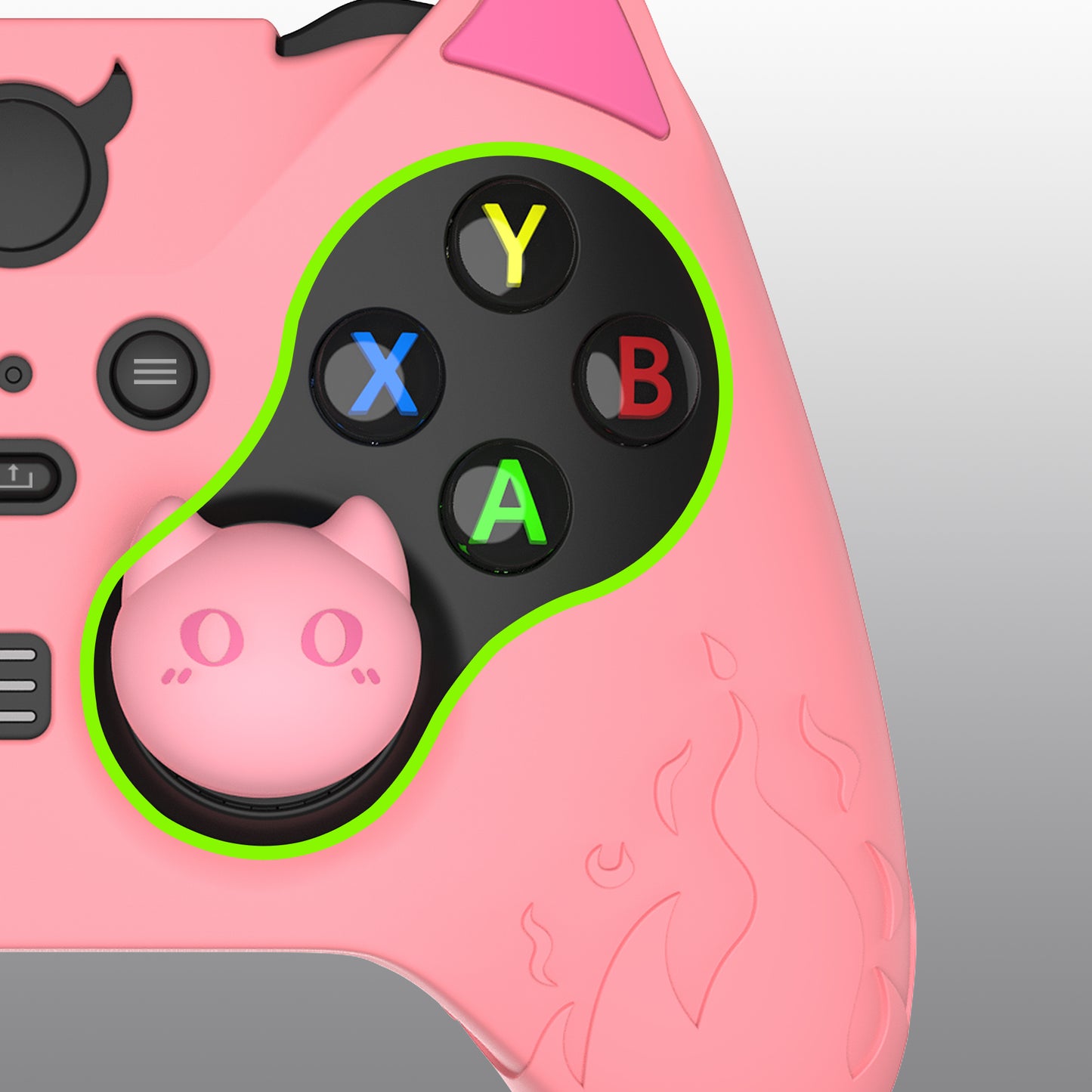 PlayVital かわいいデーモン シリコンケースカバー(サムグリップキャップ付き) Xbox Elite Series 2 コントローラー& Xbox Elite Series 2 コアコントローラー用【ピンク】