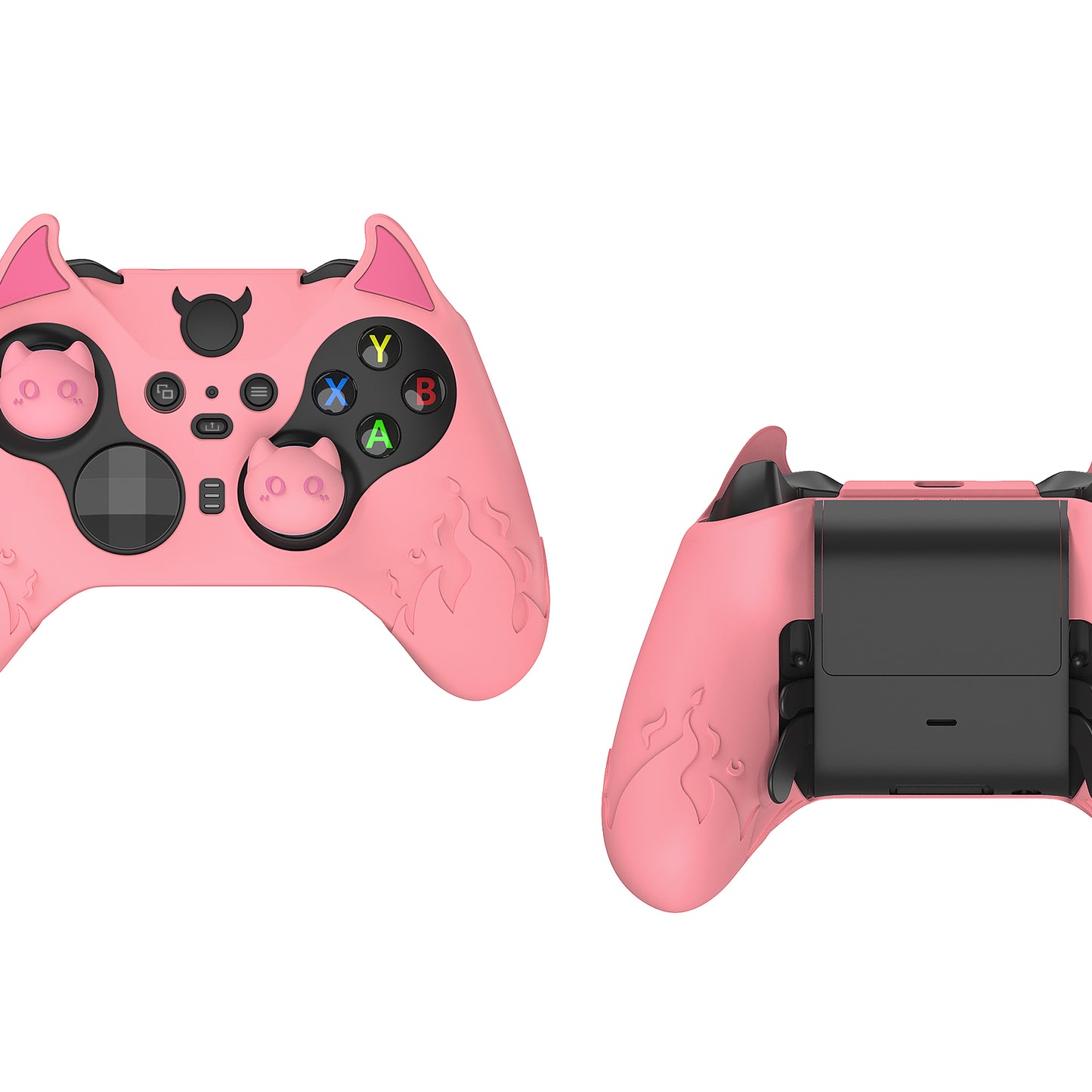PlayVital かわいいデーモン シリコンケースカバー(サムグリップキャップ付き) Xbox Elite Series 2 コントローラー& Xbox Elite Series 2 コアコントローラー用【ピンク】